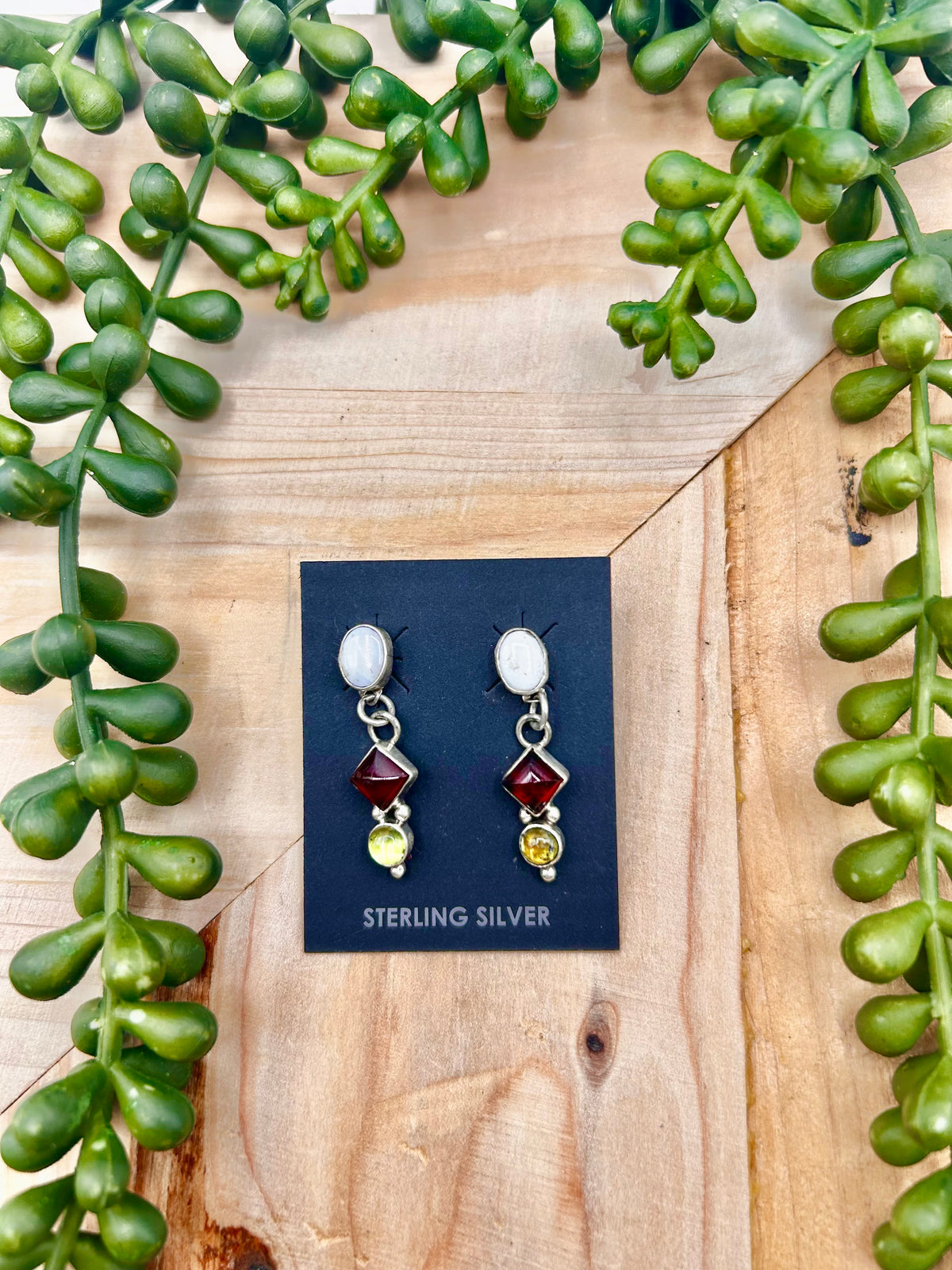 Navajo Made Multi Stone & Sterling Silver Post Earrings