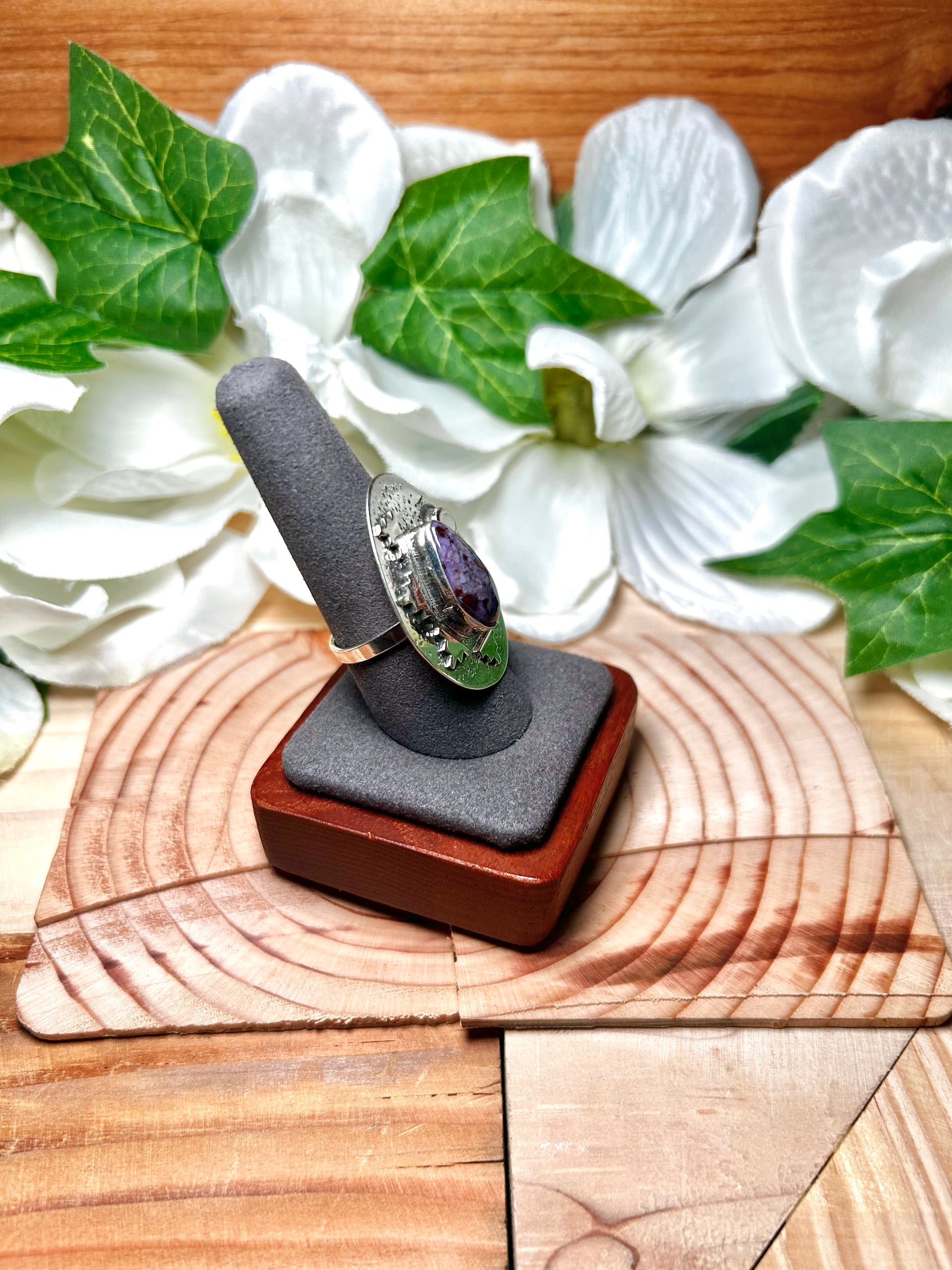 Navajo Made Sugilite & Sterling Silver Adjustable Ring