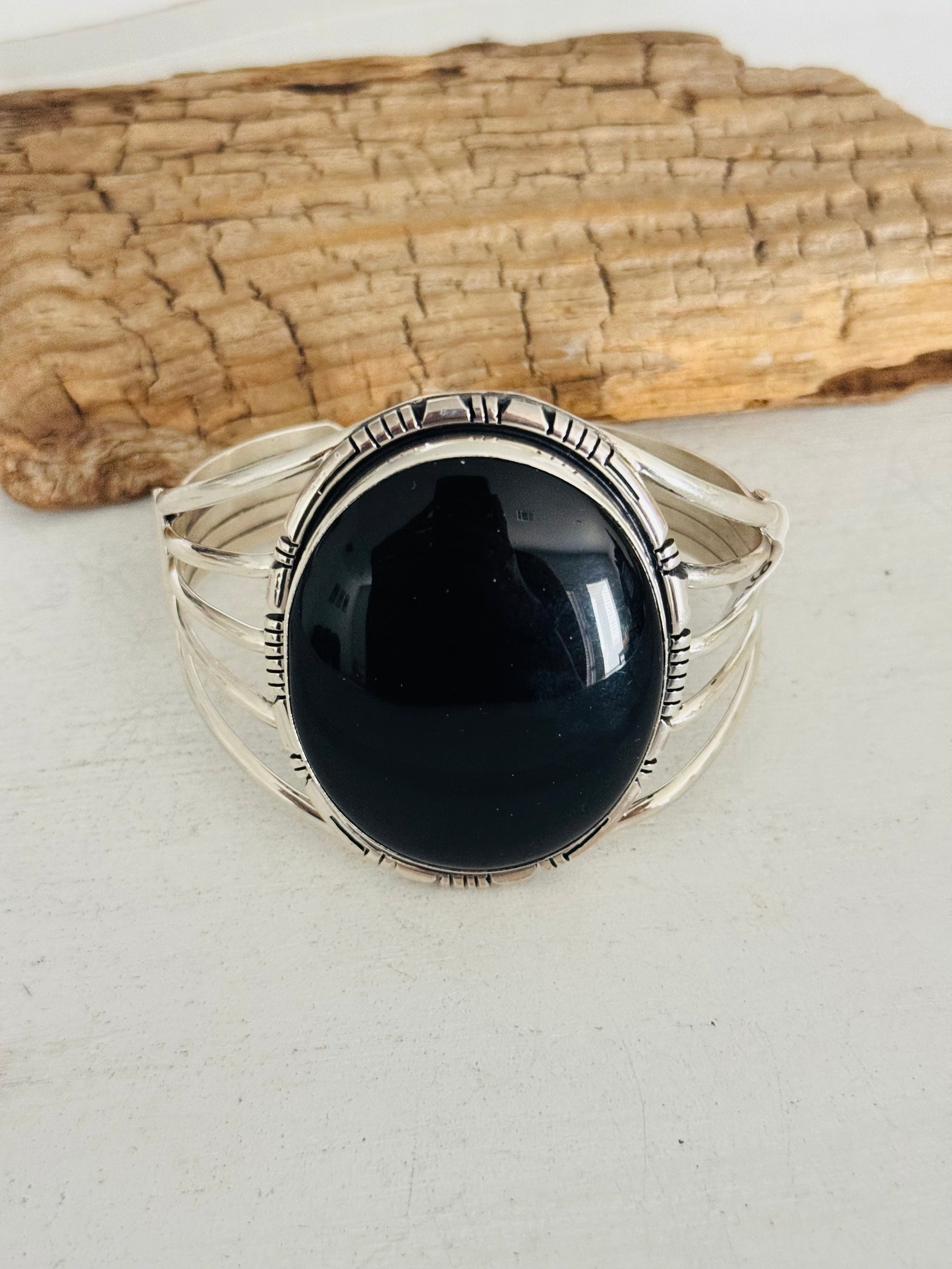 Alex Begay Onyx & Sterling Silver Cuff Bracelet