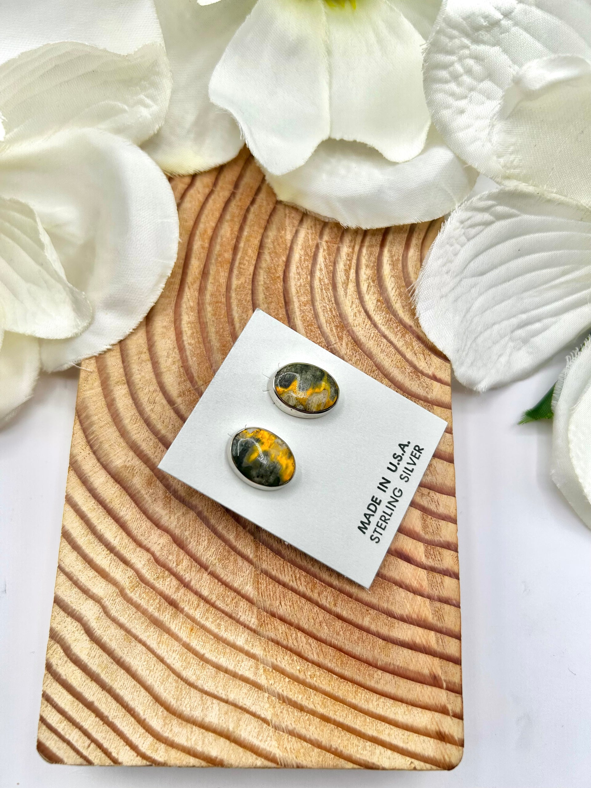 Navajo Made BB Agate & Sterling Silver Post  Earrings
