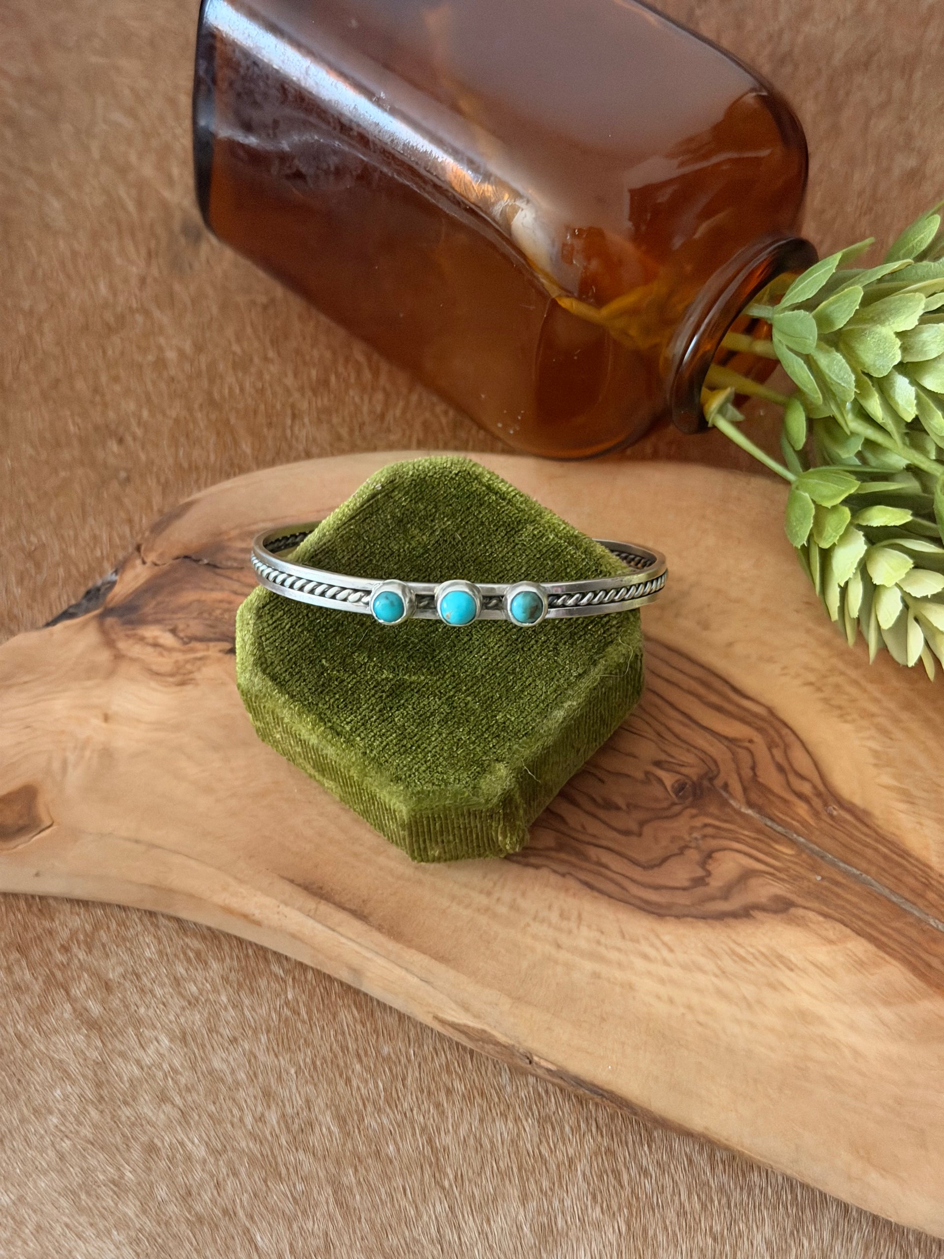 Junior Begay Kingman Turquoise & Sterling Silver Cuff Bracelet