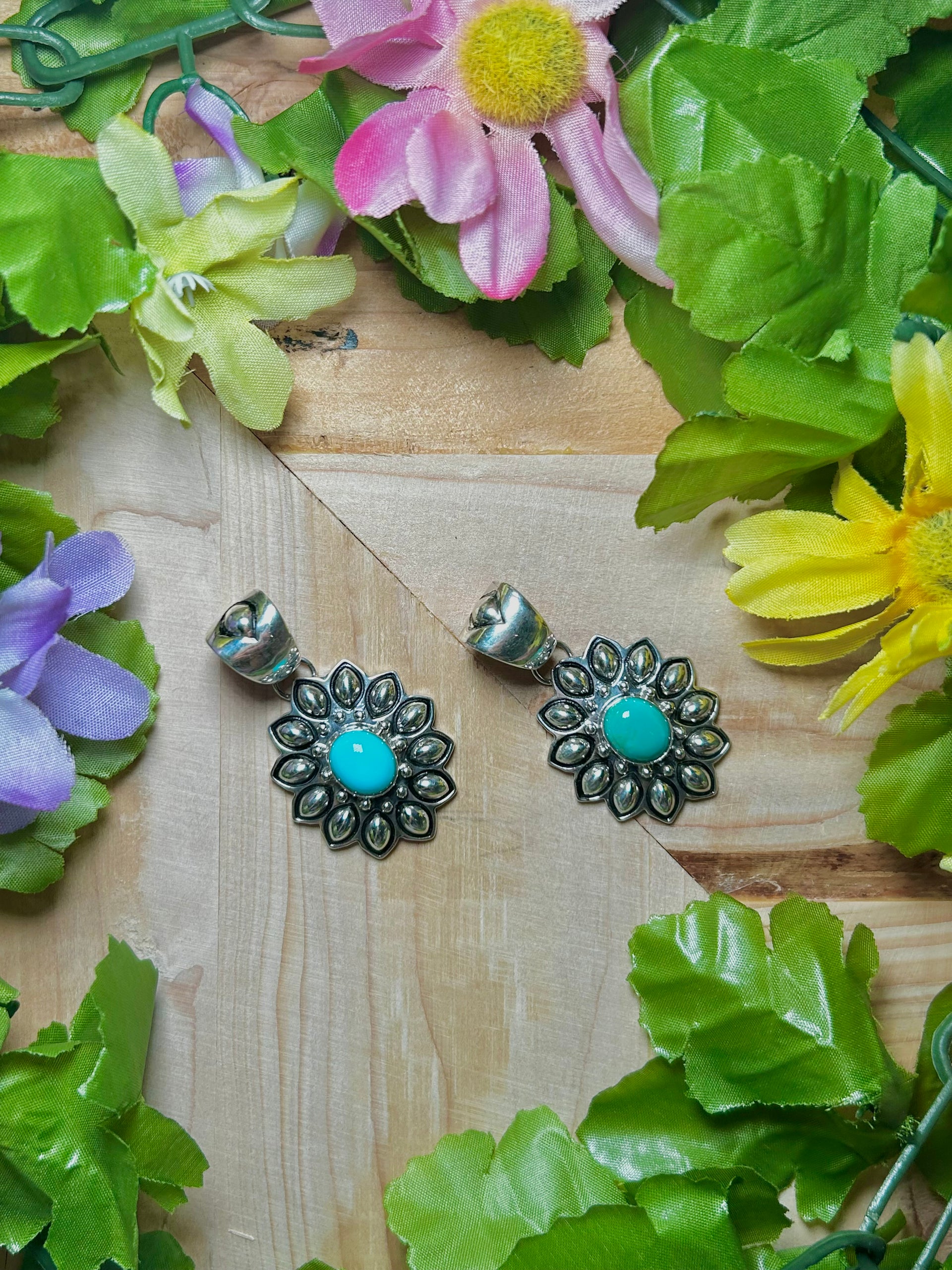 Navajo Made Kingman Turquoise & Sterling Silver Pendant