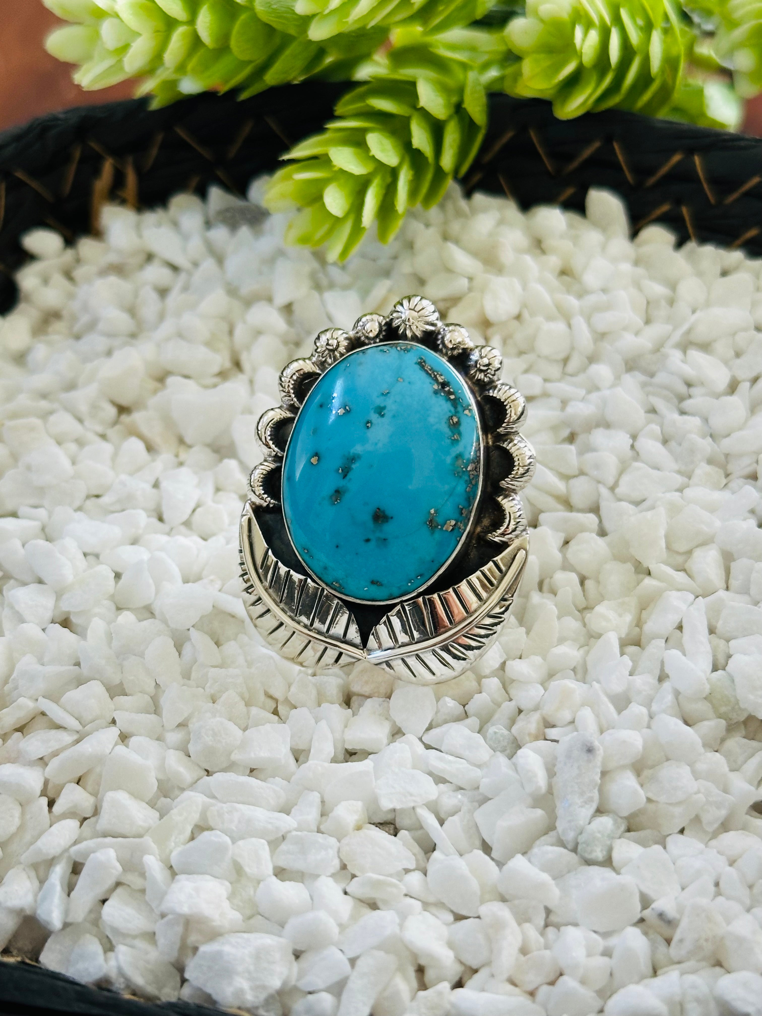 TTD “Retro” Kingman Turquoise & Sterling Silver Adjustable Ring