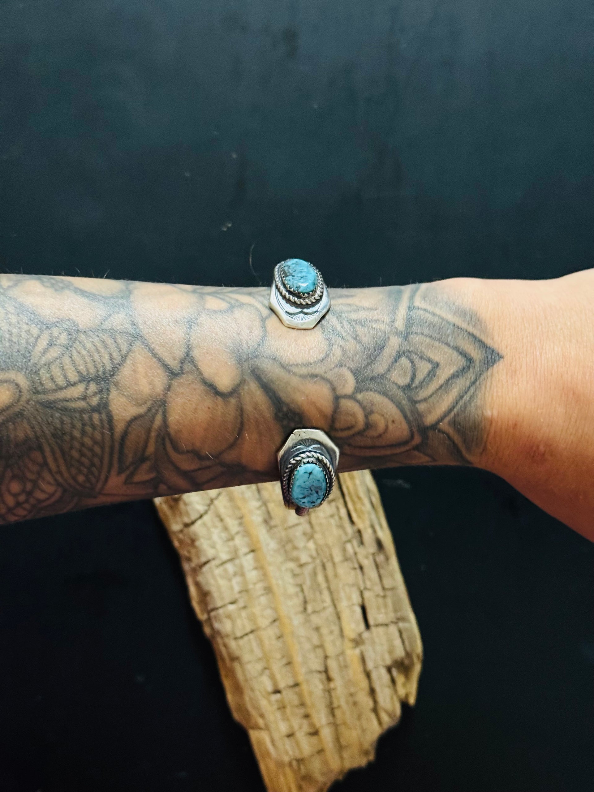 Navajo Made Kingman Turquoise & Sterling Silver Cuff Bracelet