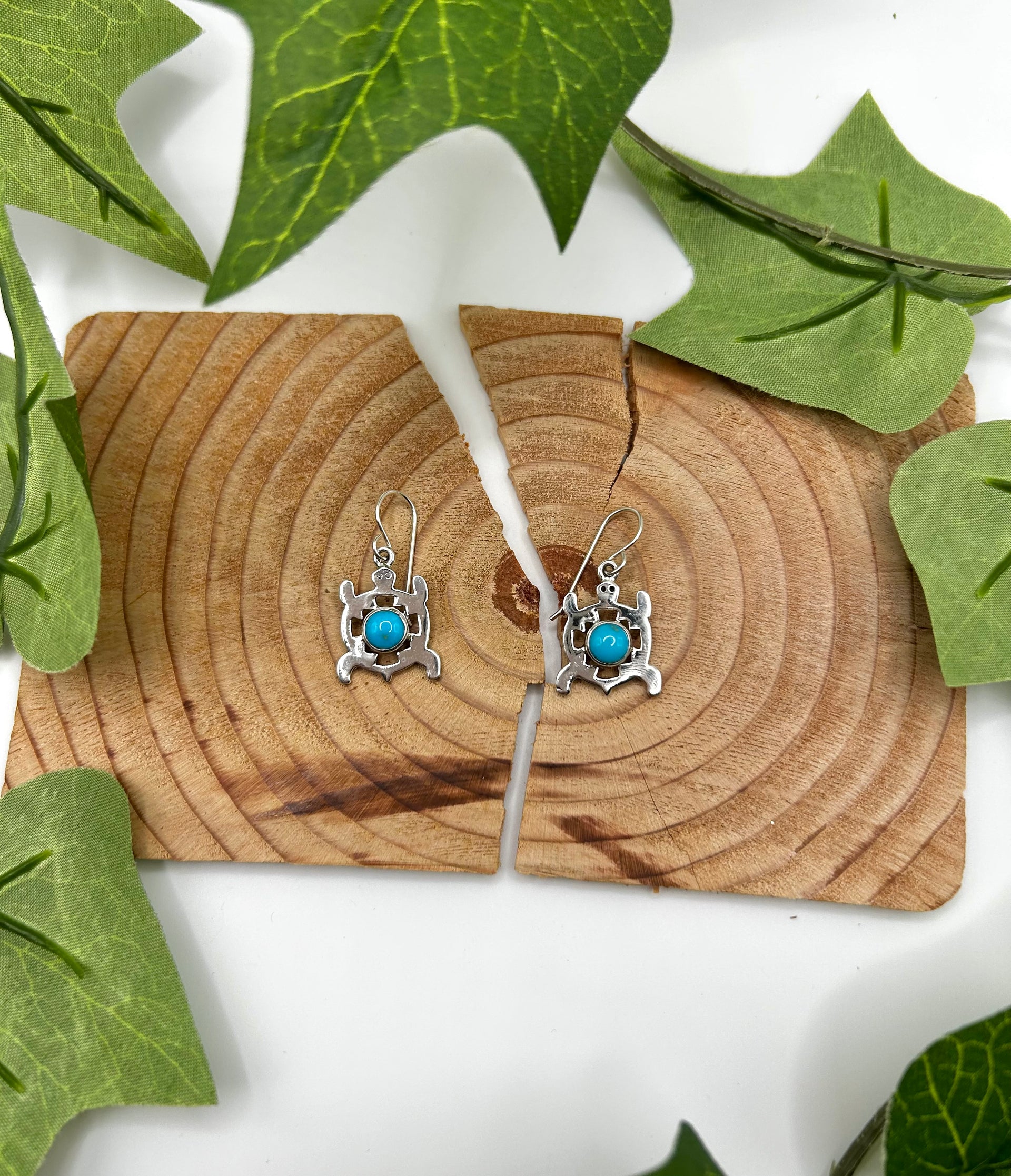 Navajo Made Kingman Turquoise & Sterling Silver Hook Dangle Earrings