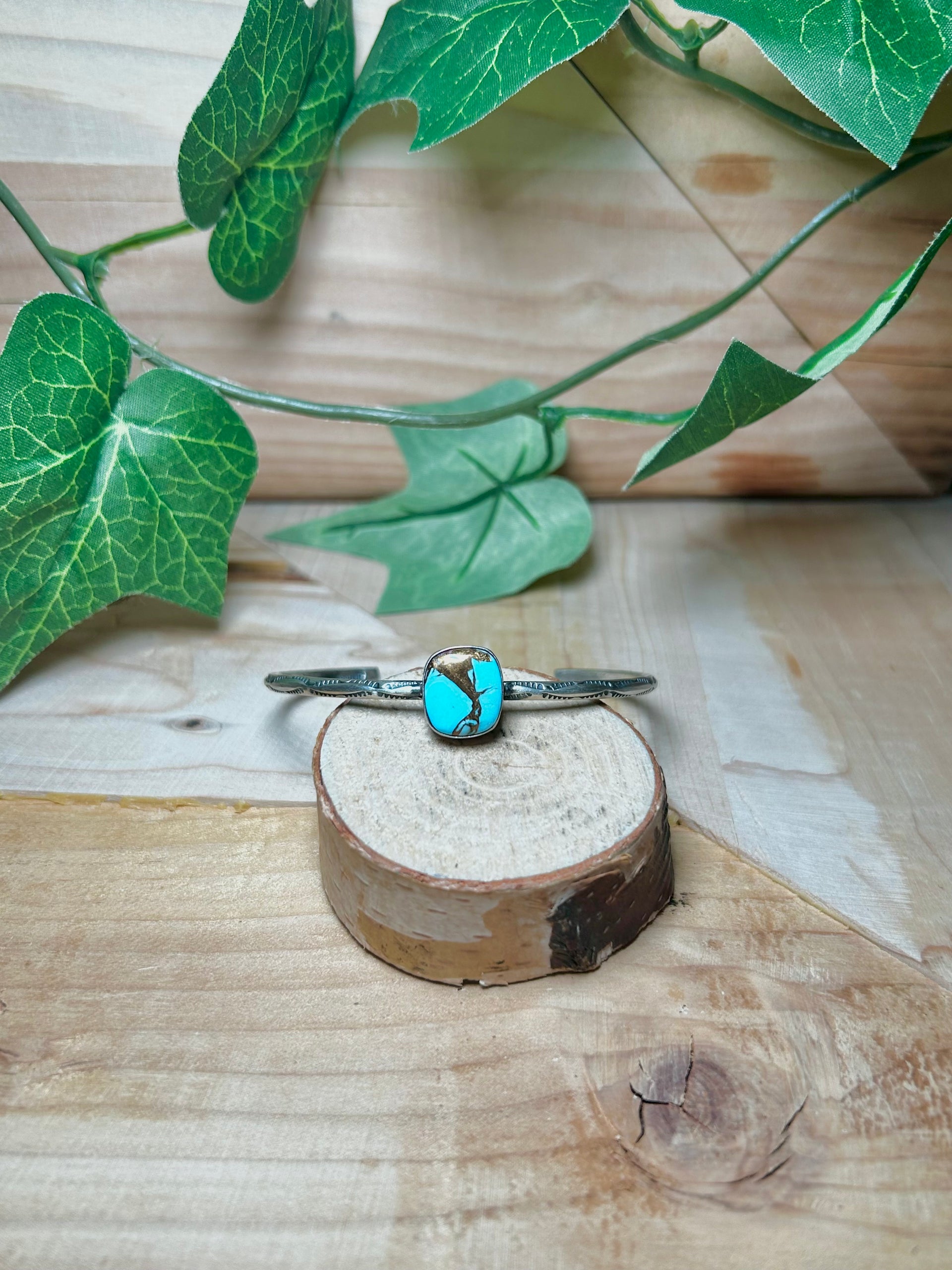 Navajo Made Cotton Candy Turquoise & Sterling Silver Cuff Bracelet