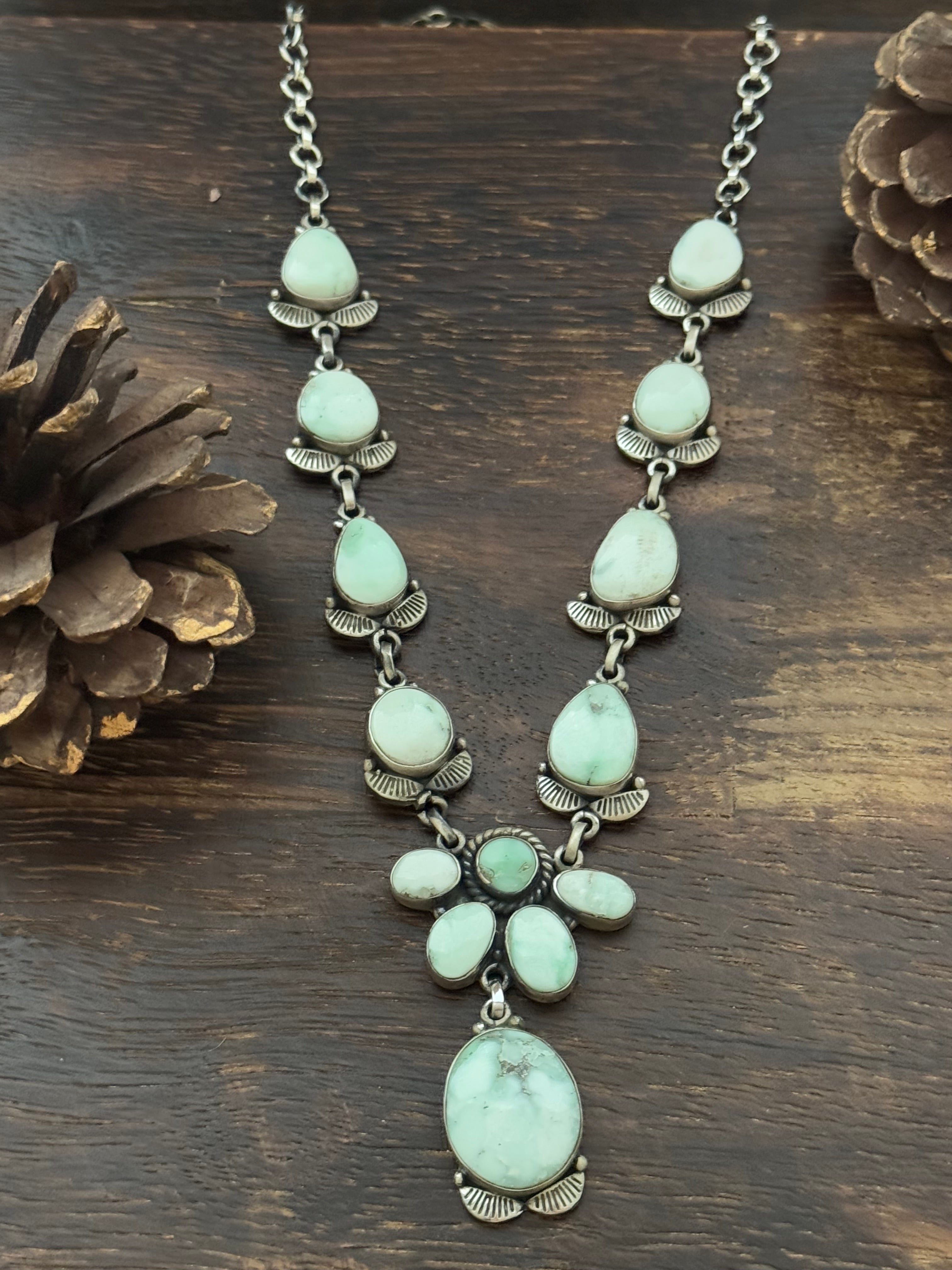 TTD Paloma Variscite & Sterling Silver Lariat Necklace