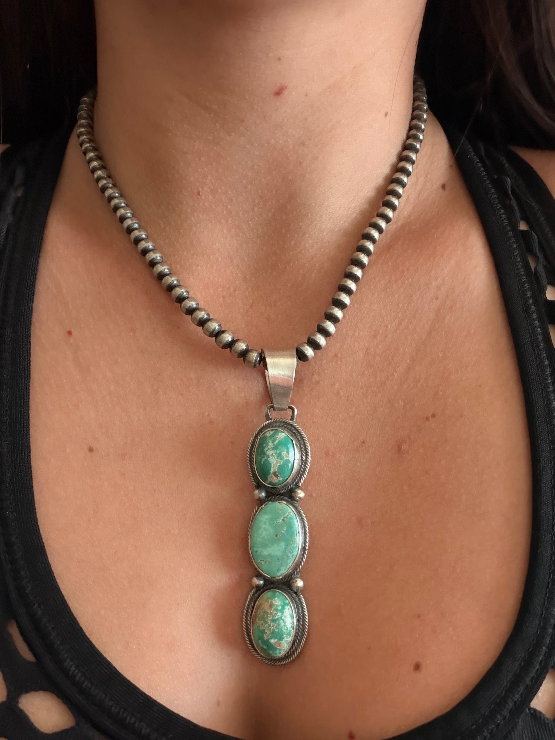 Bobby Johnson Mixed Turquoise & Sterling Silver Pendant
