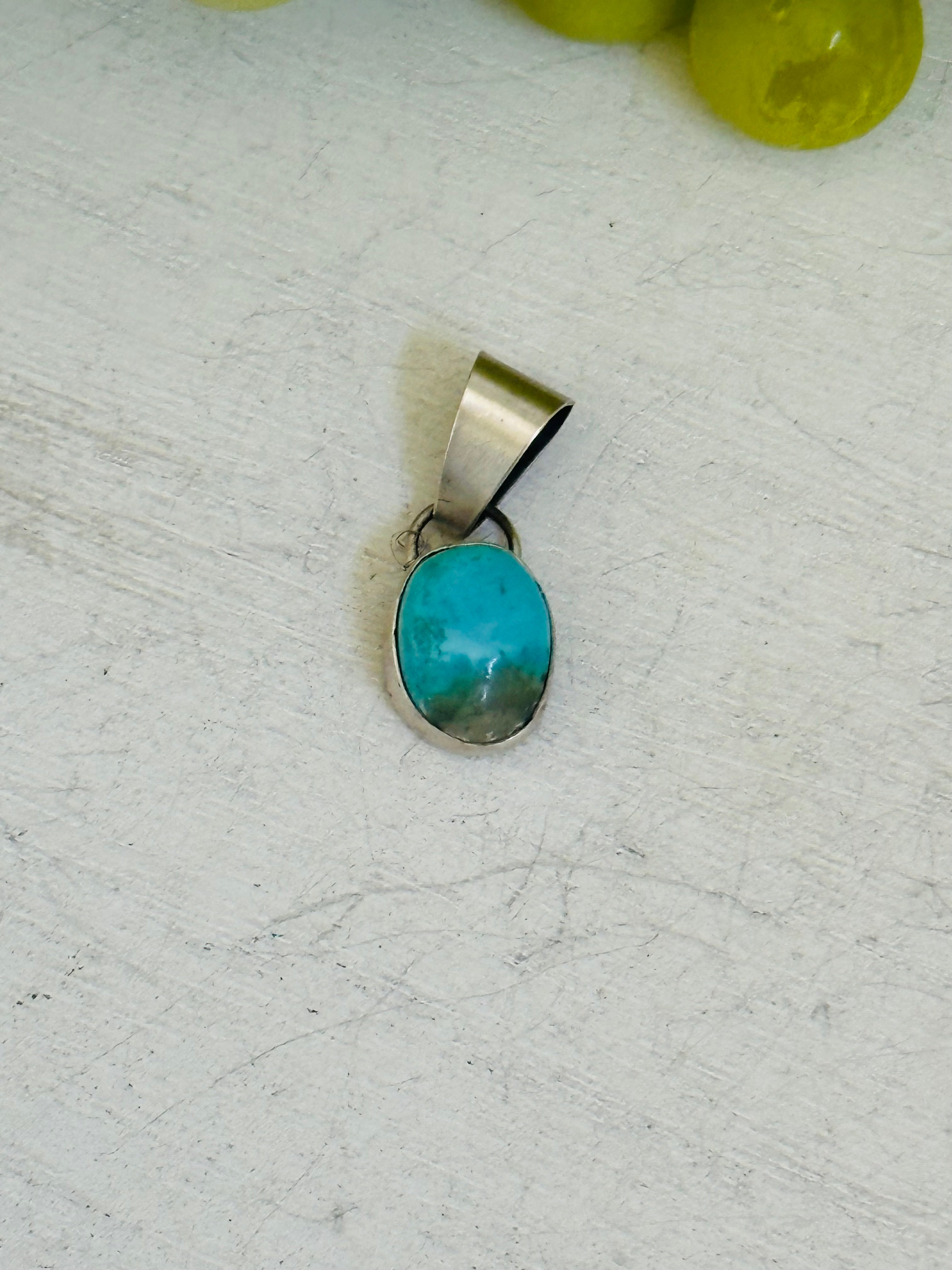 Navajo Made Carico Lake Turquoise & Sterling Silver Pendant