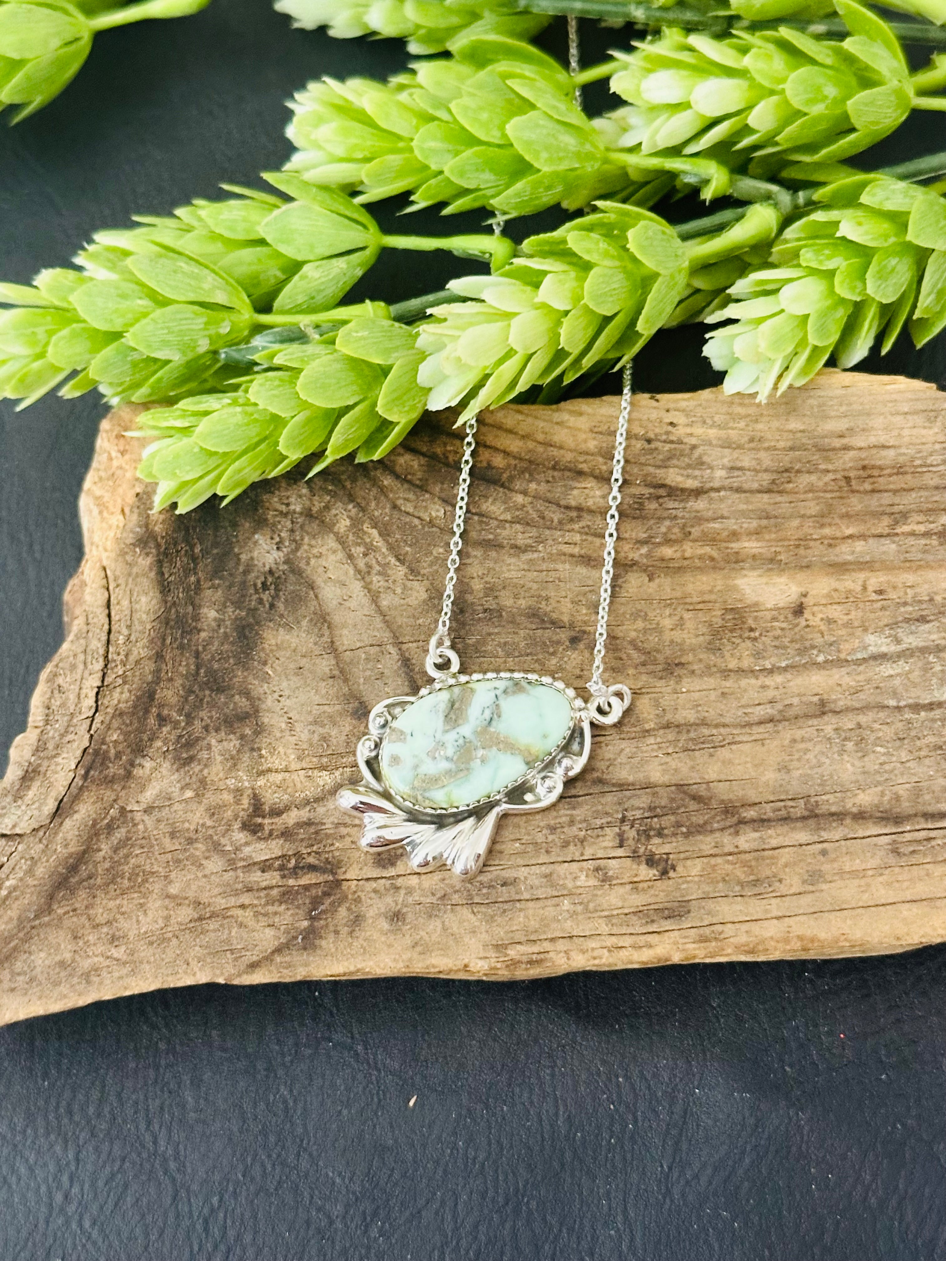 Southwest Palomino Variscite & Sterling Silver Necklace