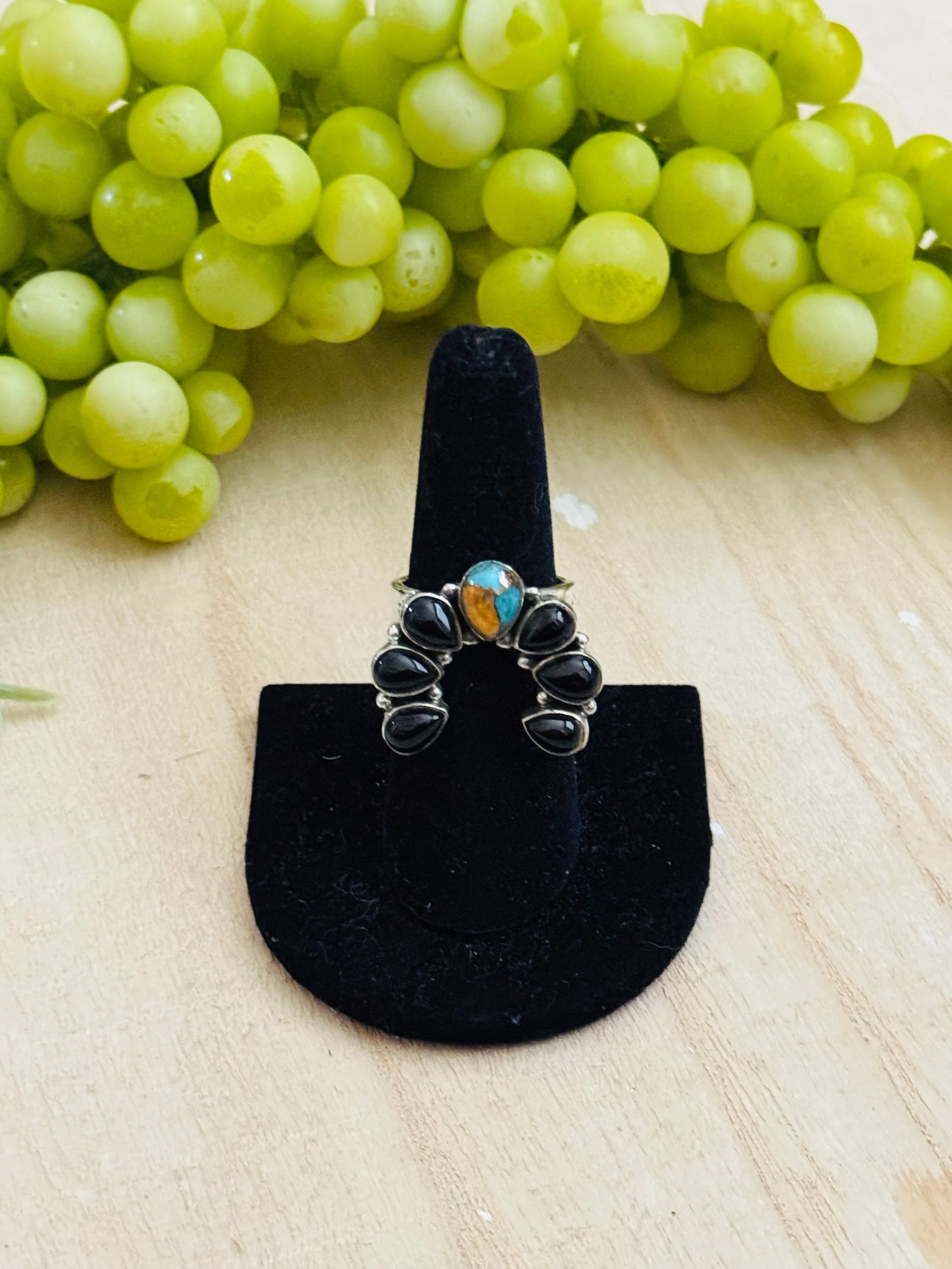 Southwest Handmade Multi Stone & Sterling Silver Adjustable Cluster Ring