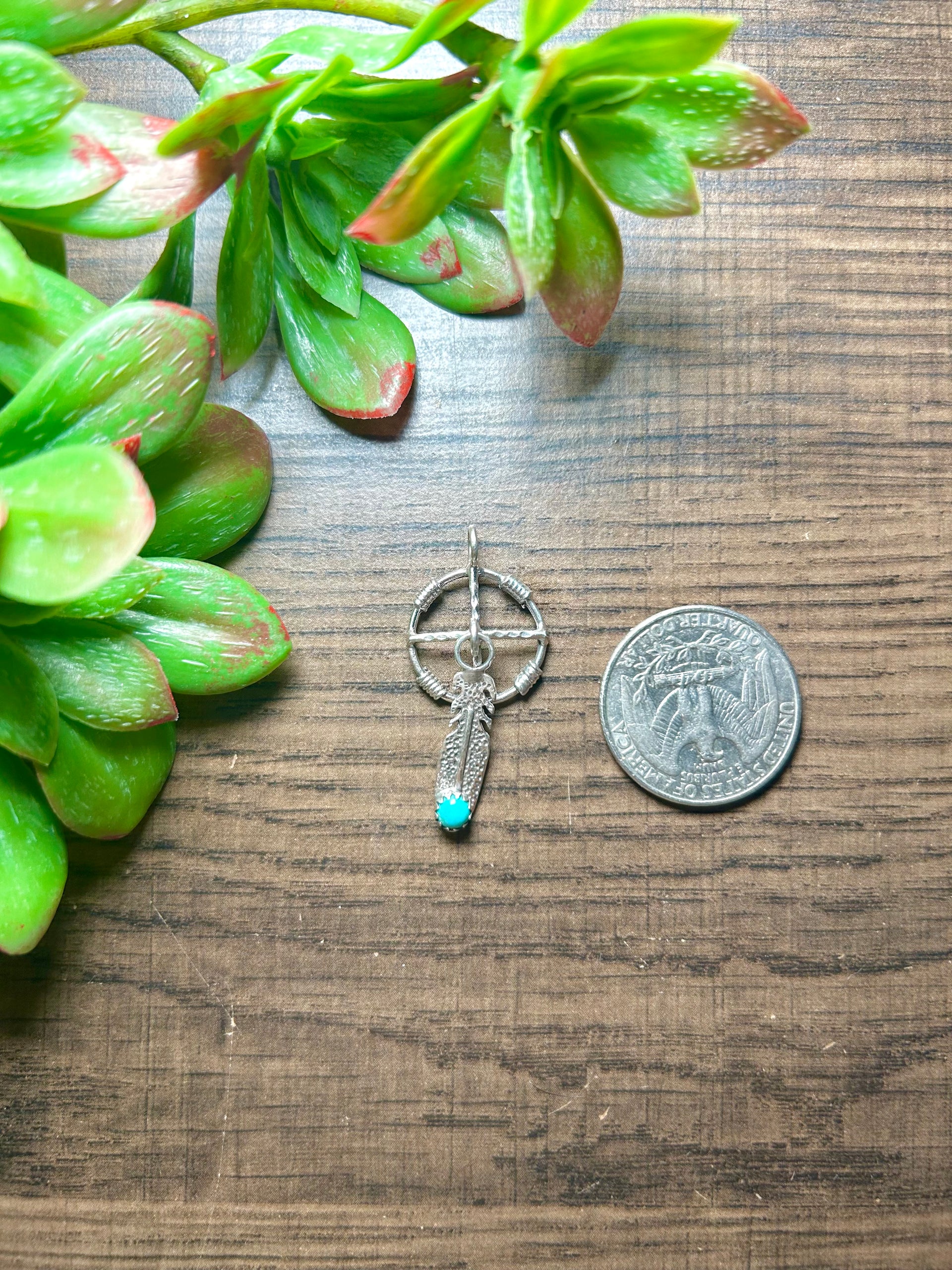 Kenny Lonjose Kingman Turquoise & Sterling Silver Pendant