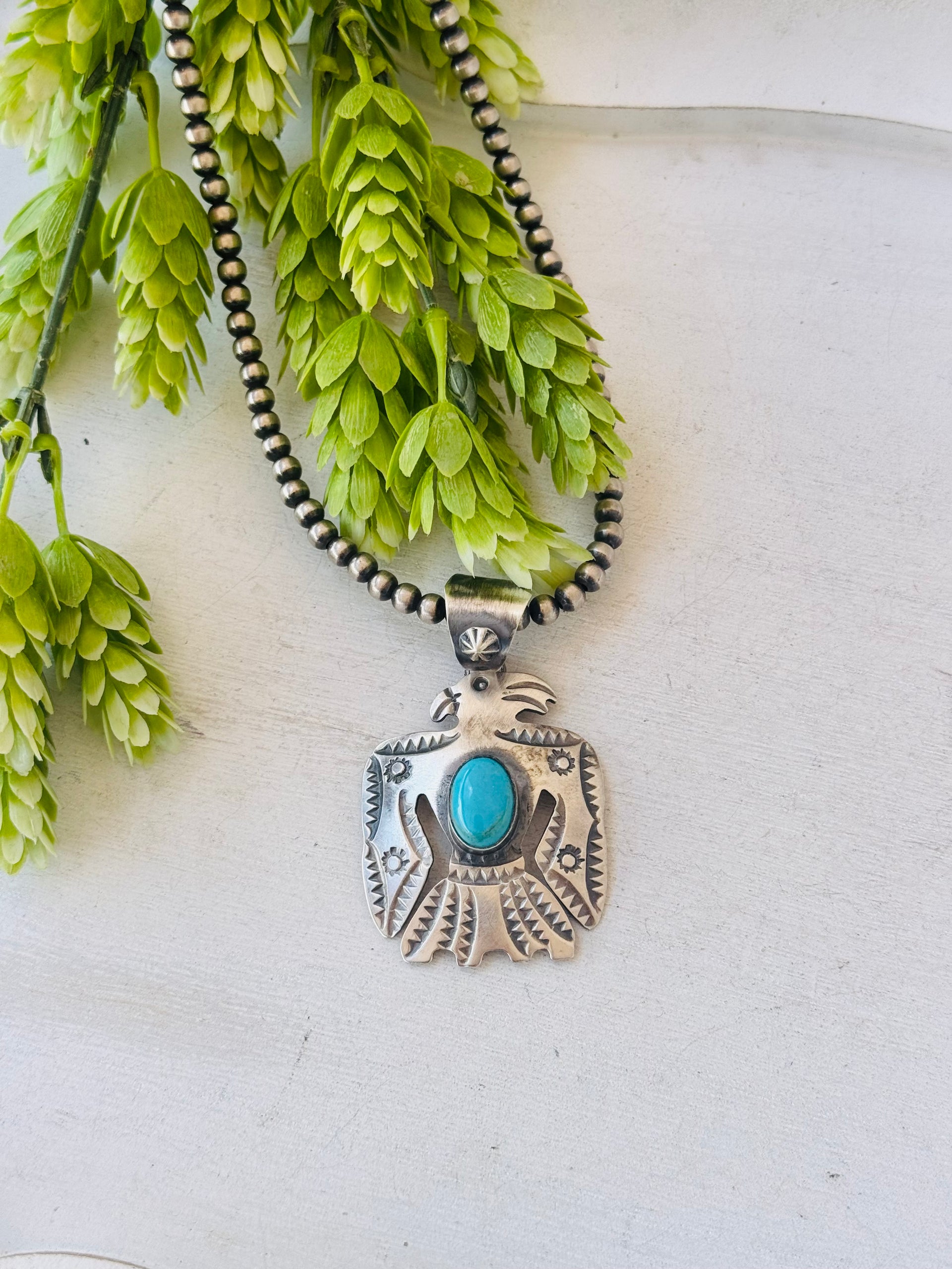 Chimney Butte Turquoise & Sterling Silver Thunderbird Pendant