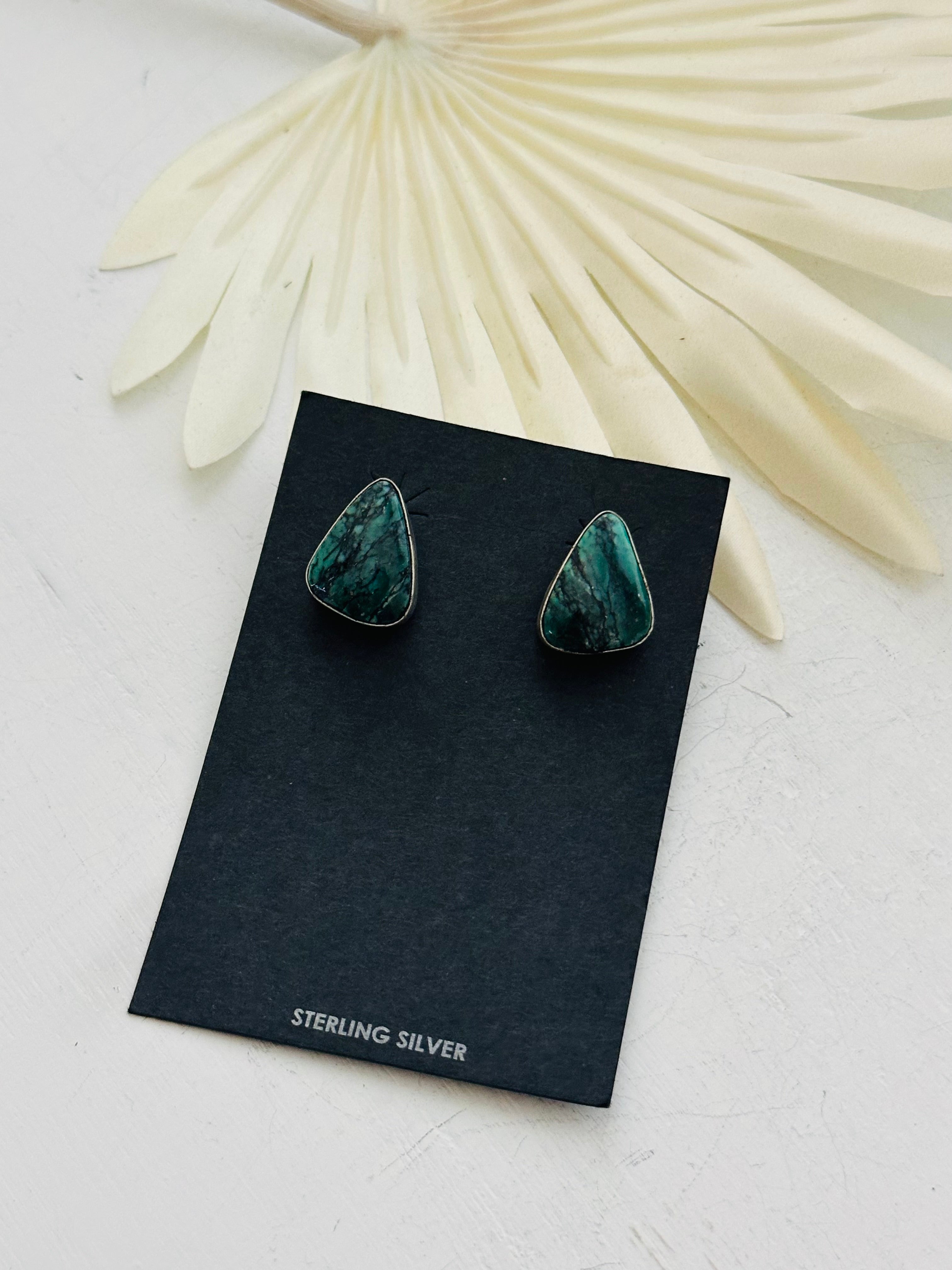 Alfred Martinez New Lander Turquoise & Sterling Silver Post Earrings