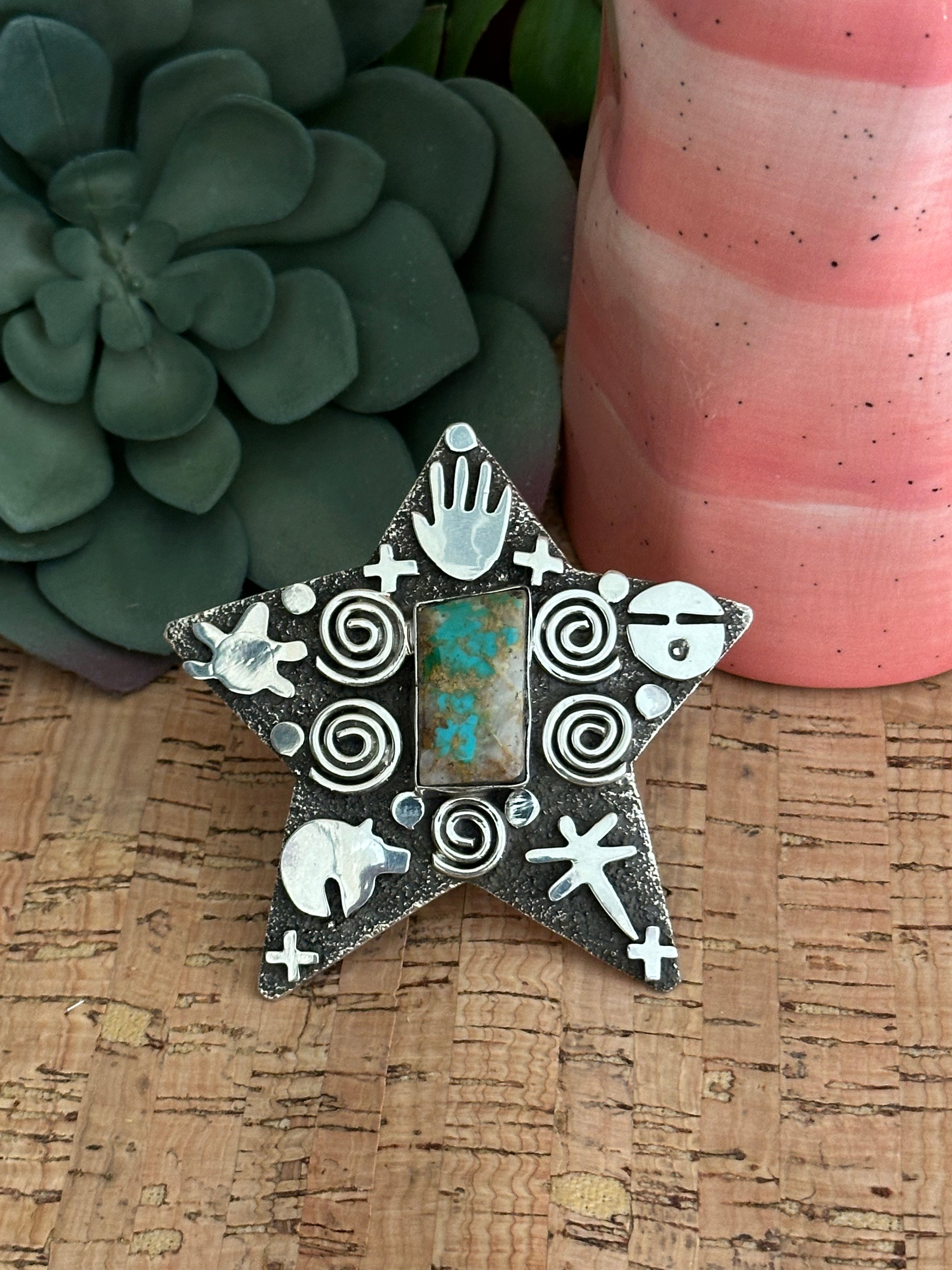 Alex Sanchez Royston Turquoise & Sterling Silver Adjustable Star Ring