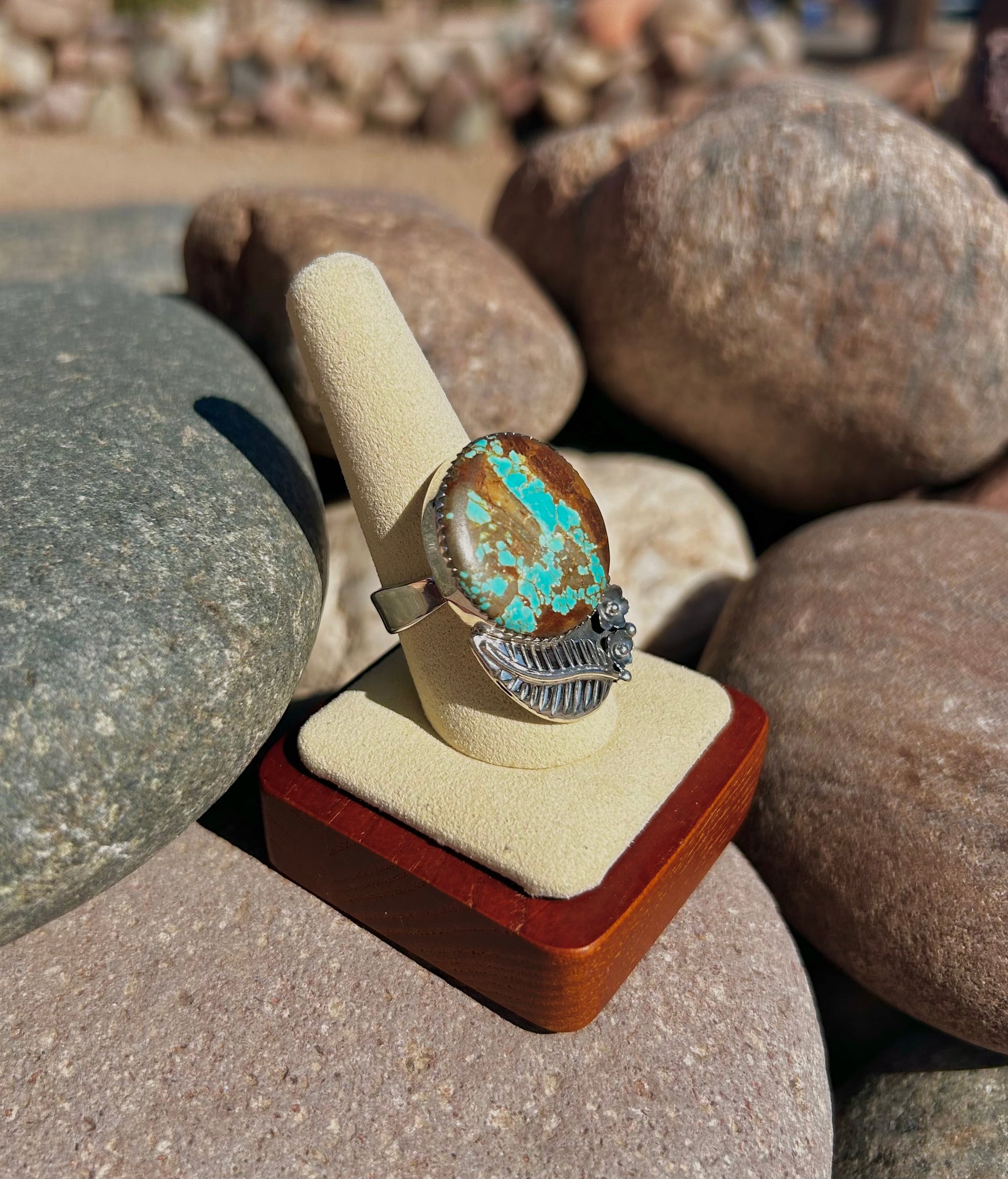 Southwest Number 8 Turquoise & Sterling Silver Ring Size 9