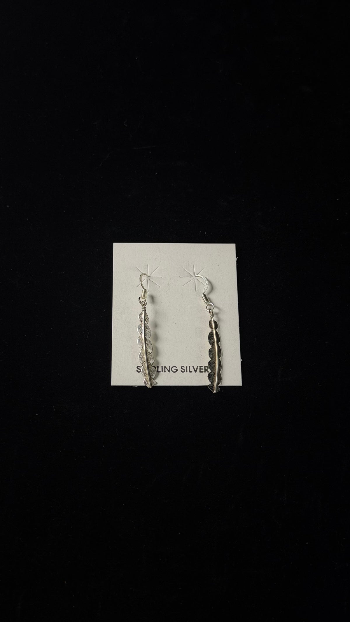 Navajo Made Sterling Silver Feather Dangle Earrings