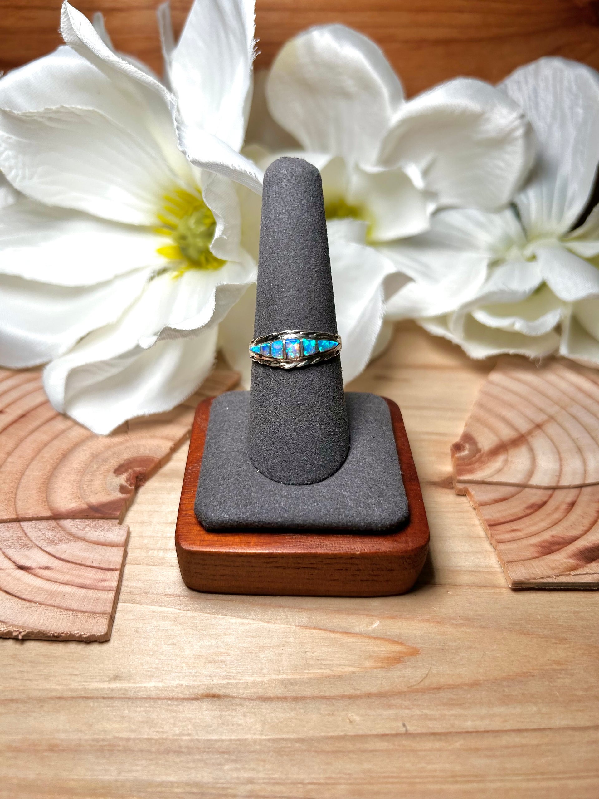 Navajo Made Opal & Sterling Silver Ring Size 8.25