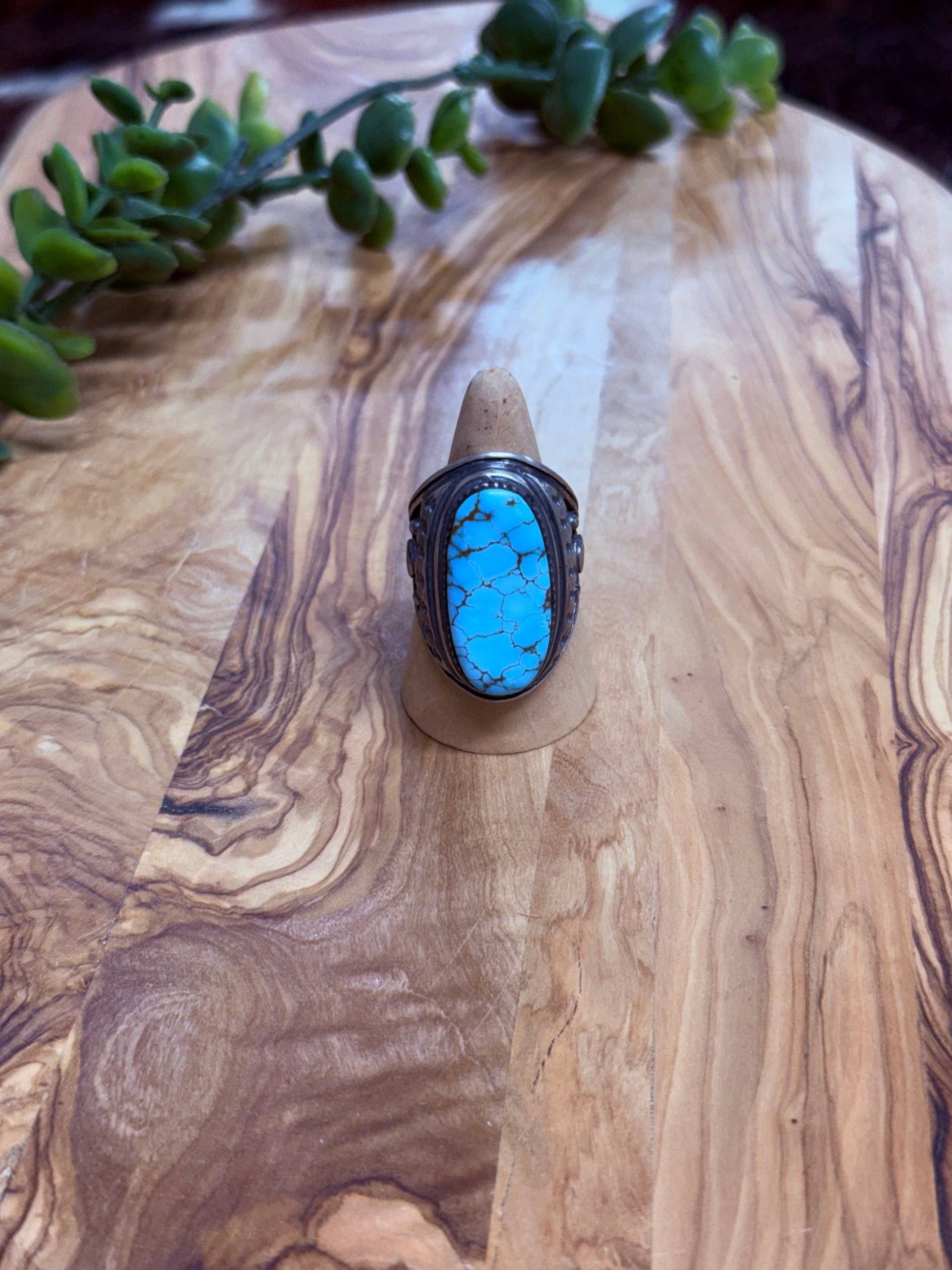 Southwest Handmade #8 Turquoise & Sterling Silver Ring Size 11