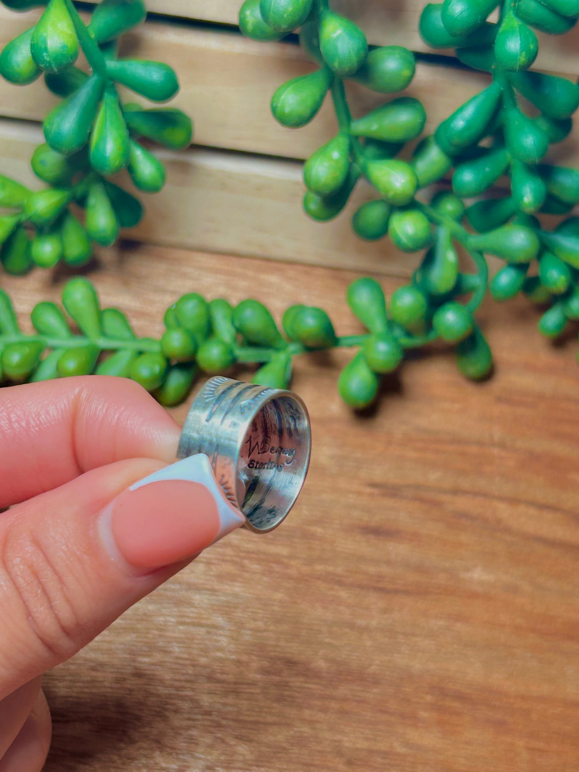 Navajo Made Kingman Turquoise & Sterling Silver Ring Size 6.5