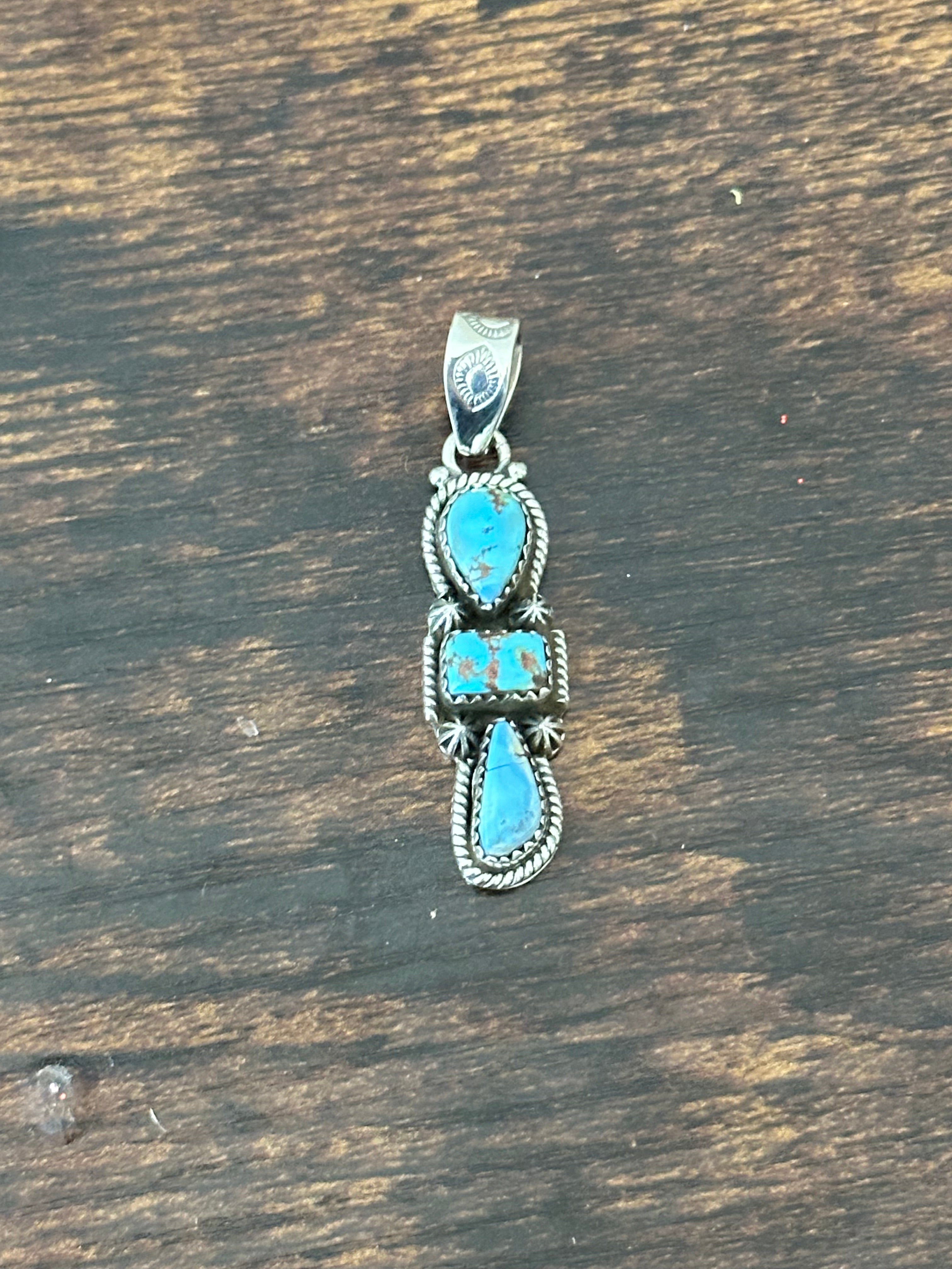 Southwest Handmade Golden Hills Turquoise & Sterling Silver Pendant