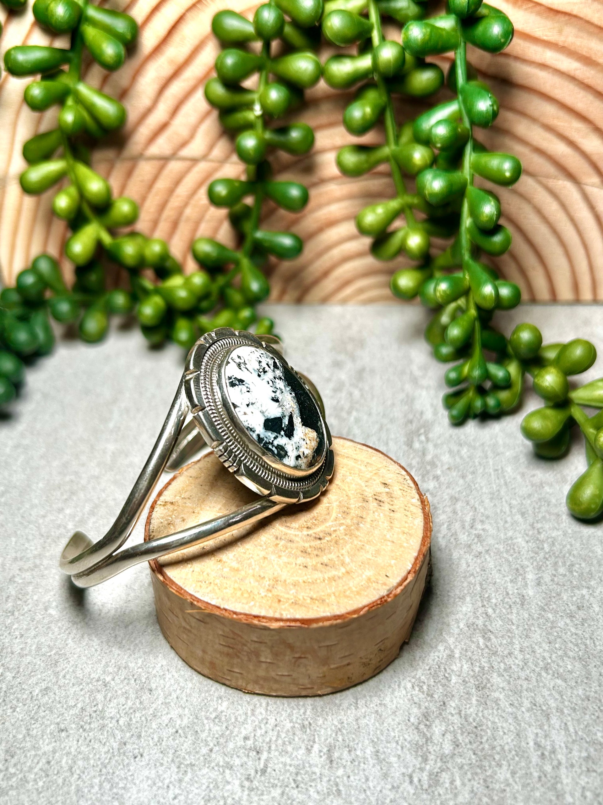 Wydell Billie White Buffalo & Sterling Silver Cuff Bracelet