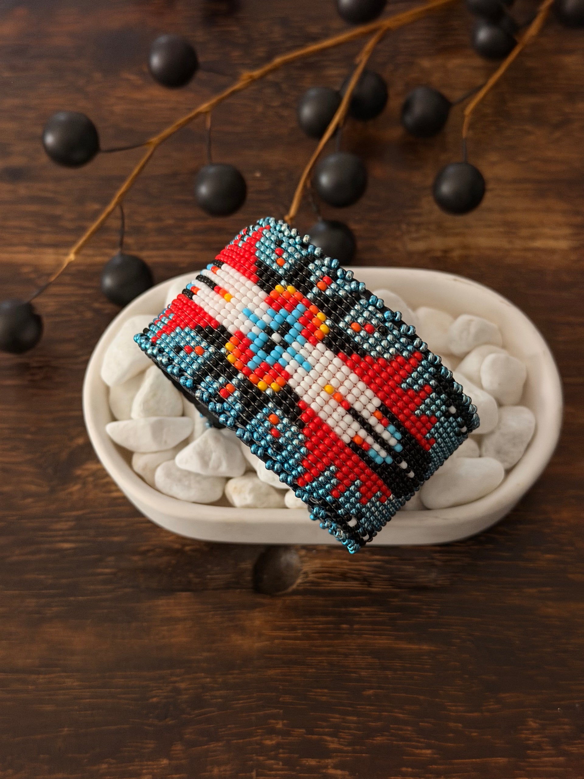 Navajo Made Beaded Cuff Bracelet