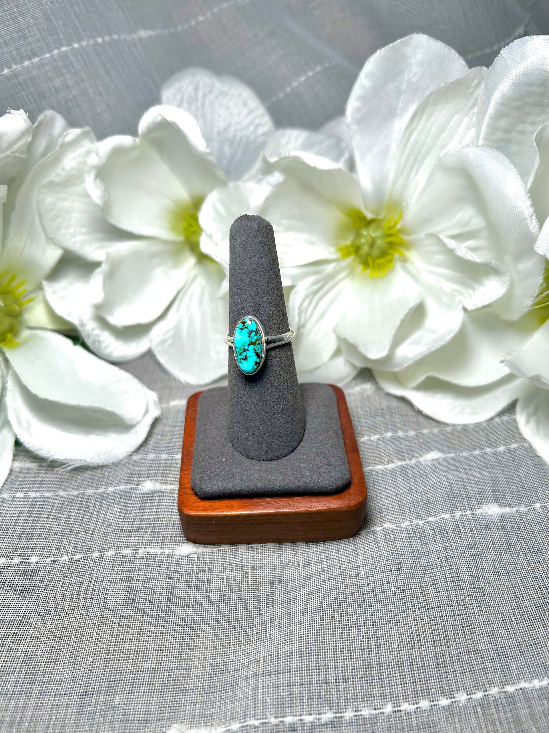 Shirley Martinez High Grade Kingman Turquoise & Sterling Silver Ring Size 7