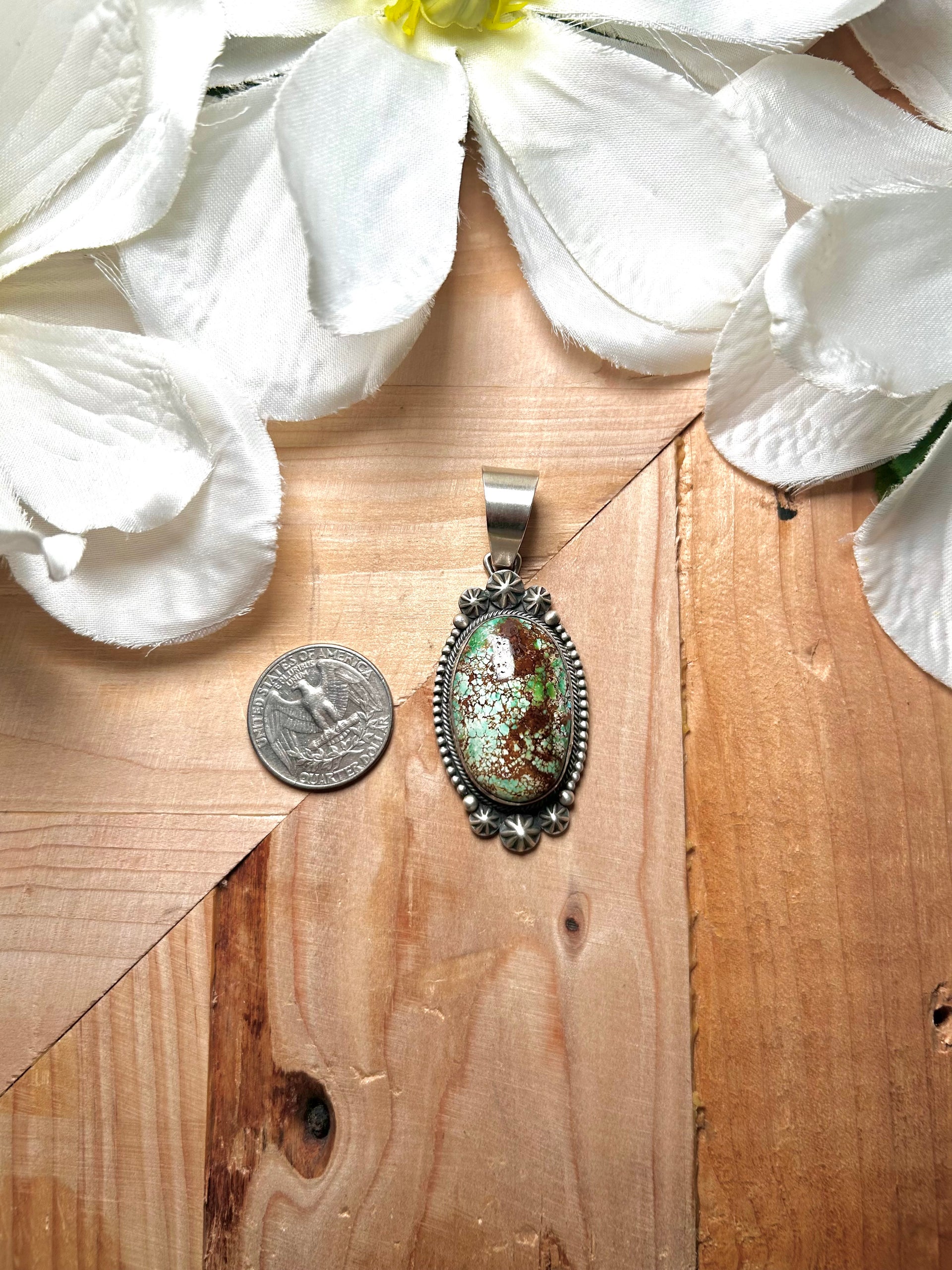 Navajo Made Pilot Mountain  Turquoise & Sterling Silver Pendant