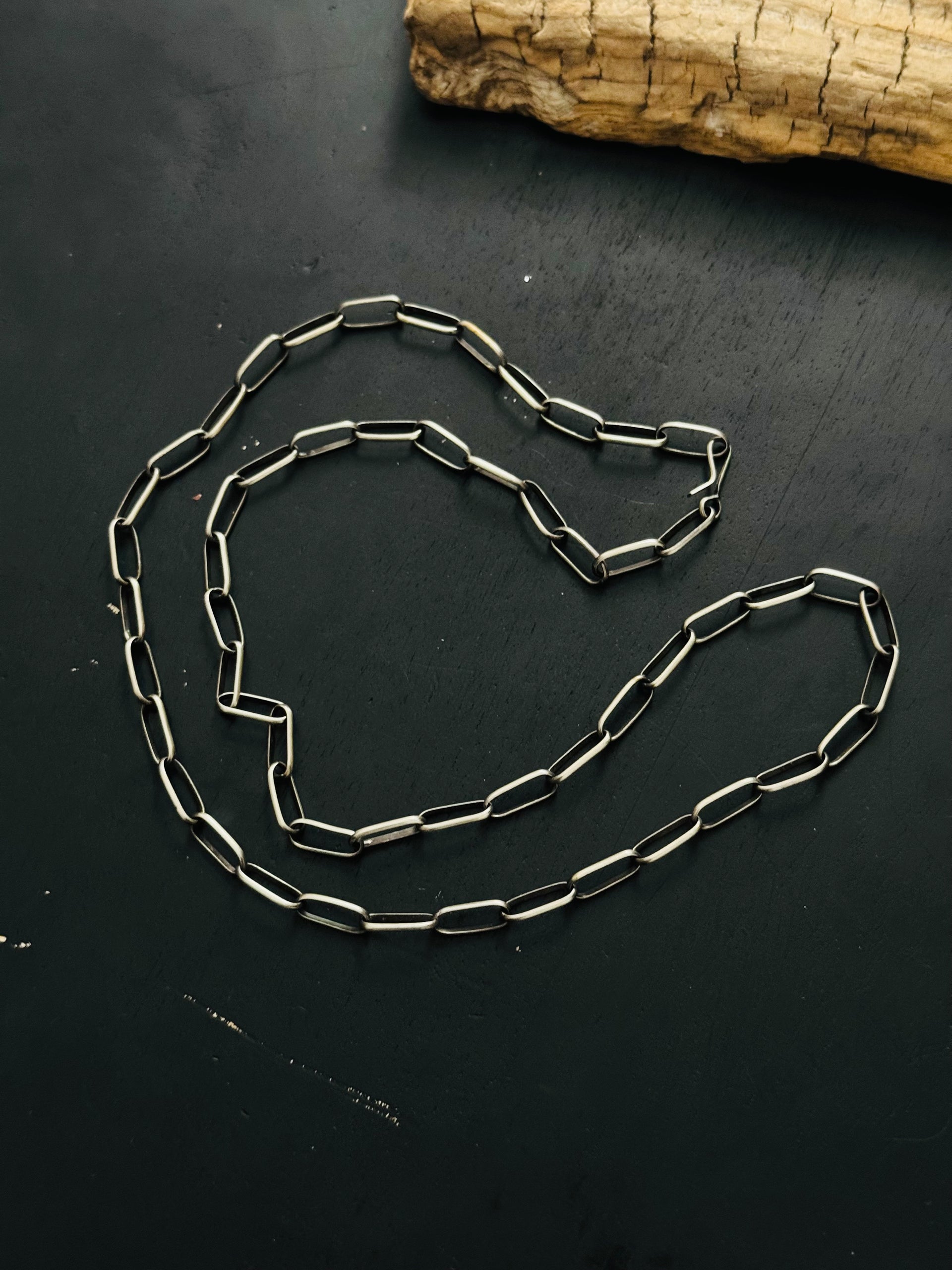 Navajo Made Sterling Silver Paperclip Chain Necklace