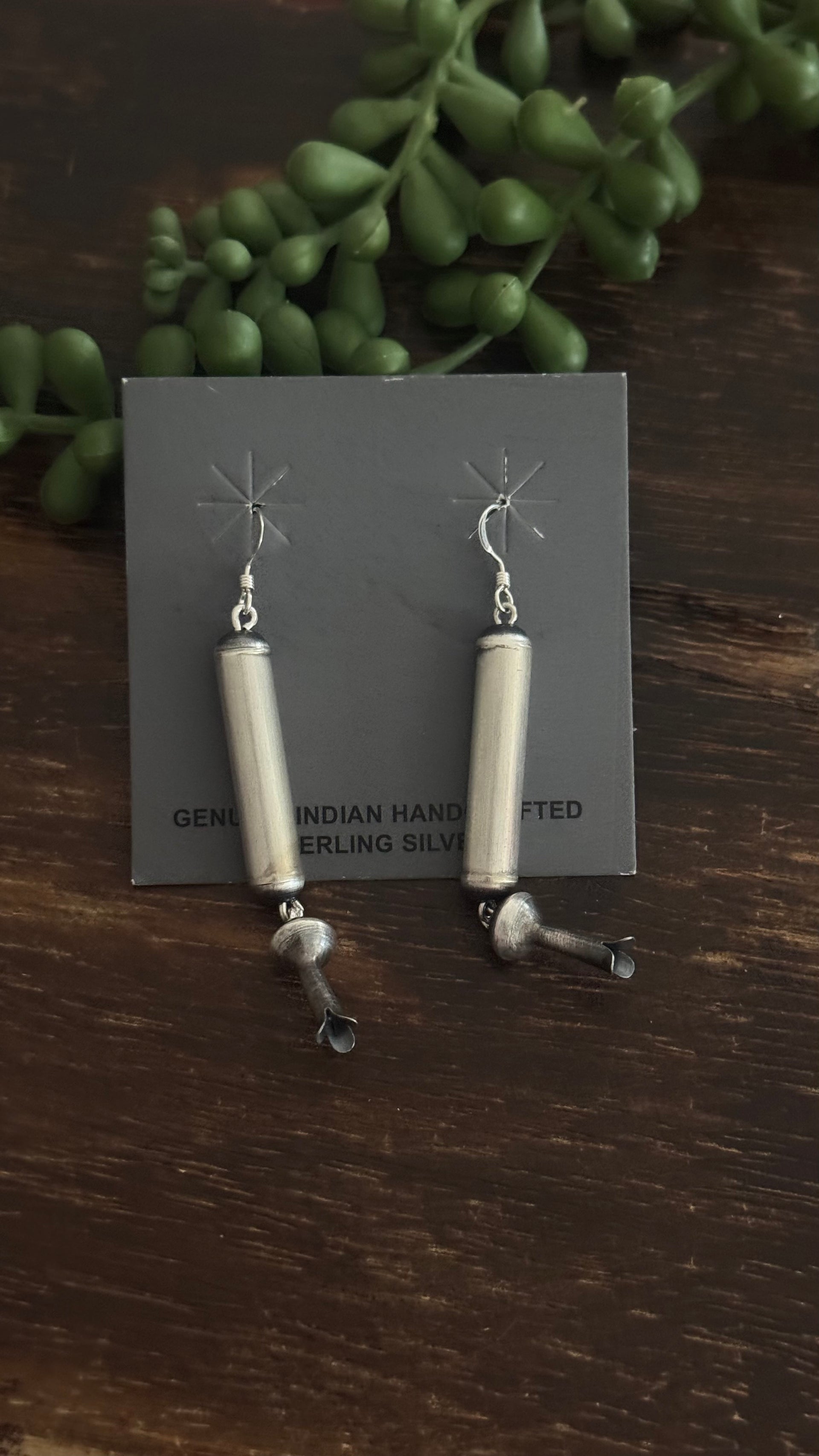 Navajo Handmade Sterling Silver Pearl Dangle Earrings
