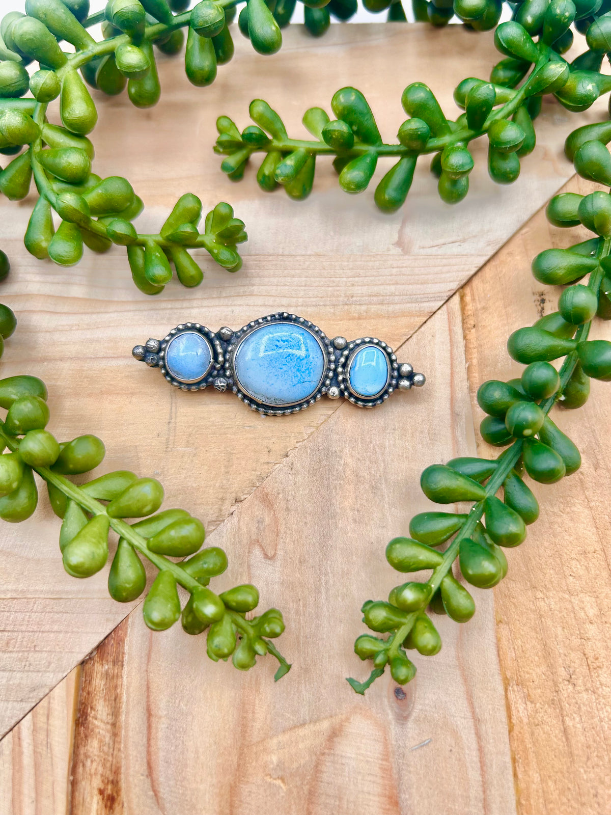 Navajo Made Golden Hill Turquoise & Sterling Silver Pin