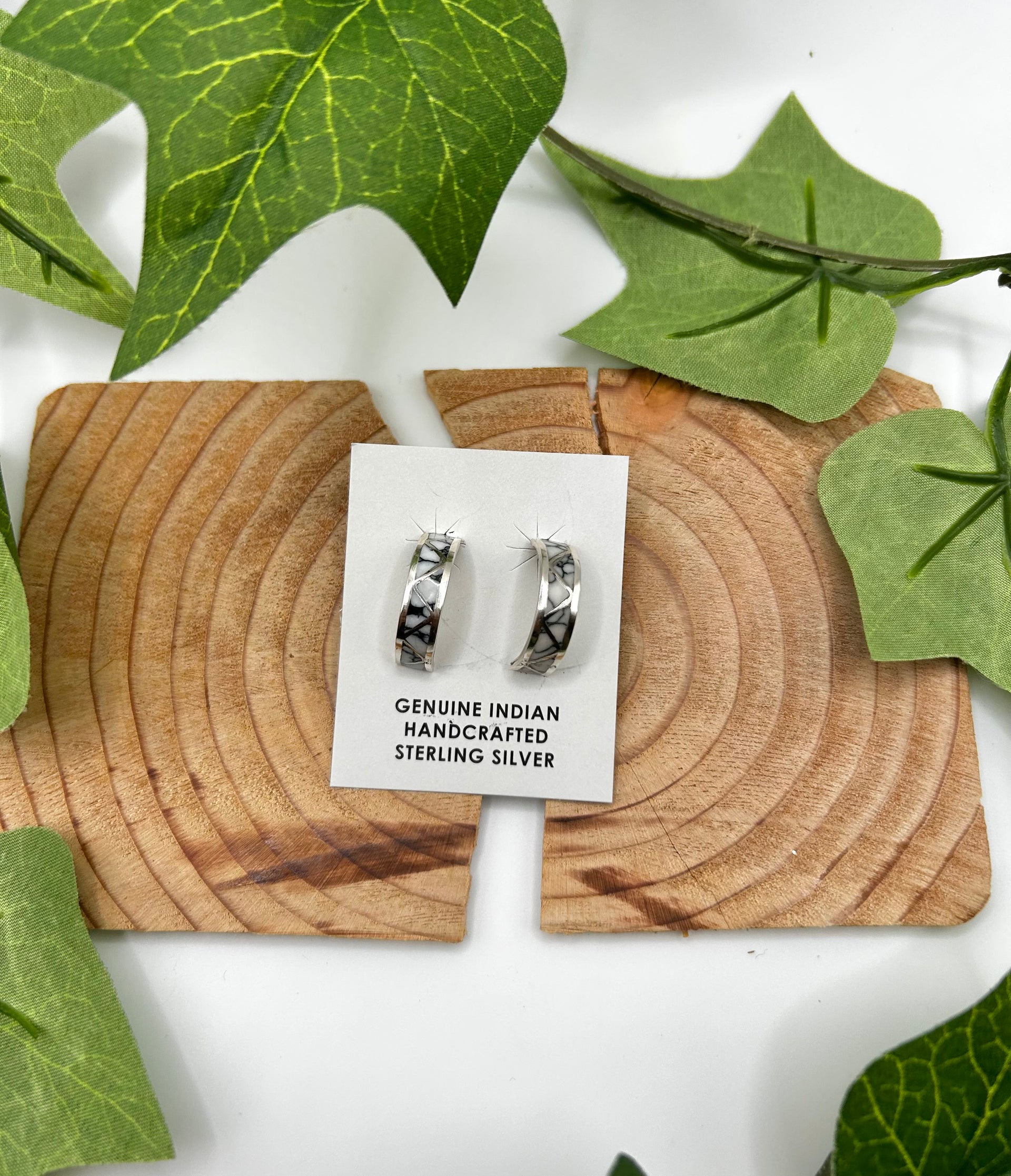 Navajo Made Houlite & Sterling Silver Post Earrings