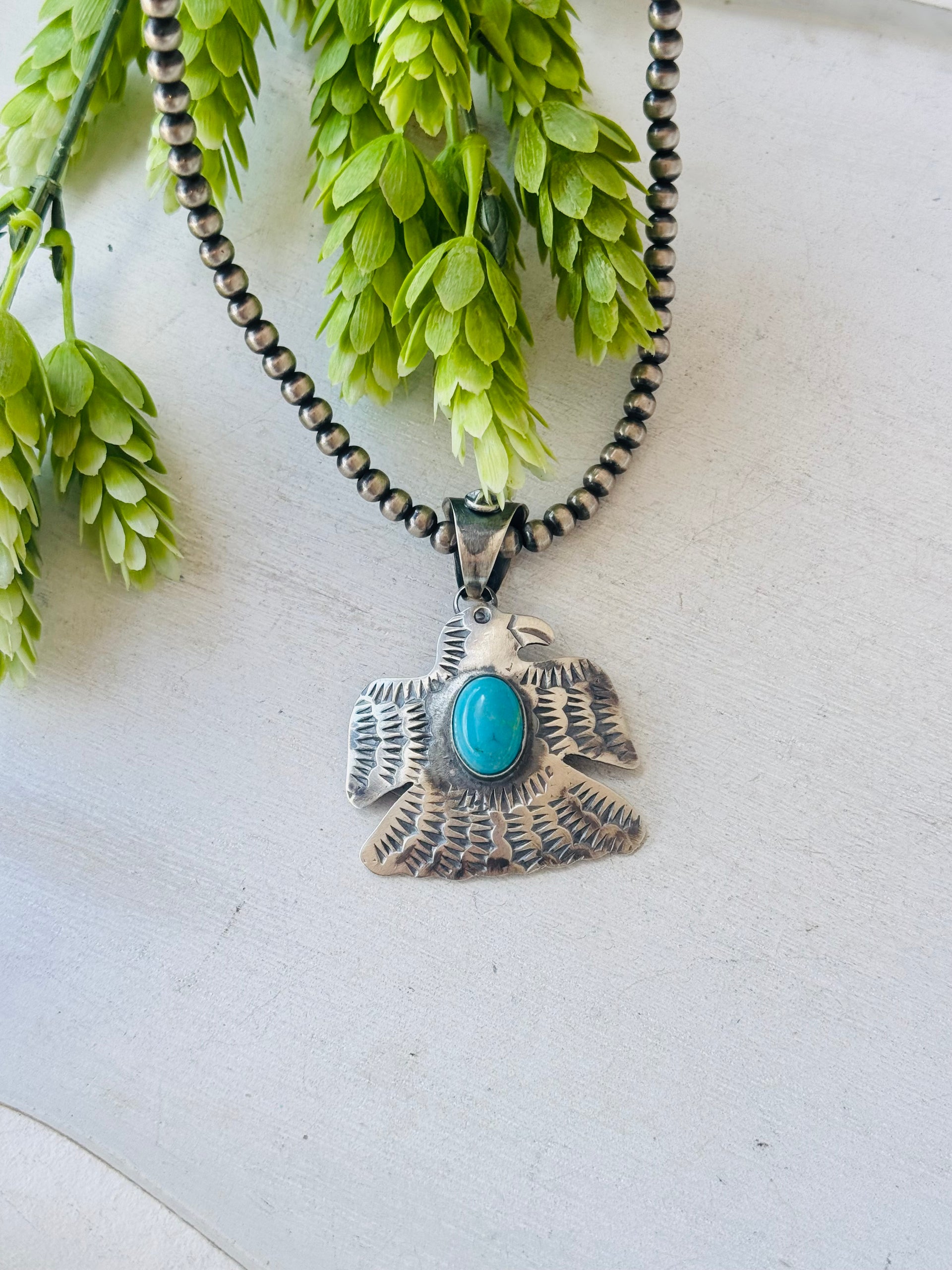 Chimney Butte Turquoise & Sterling Silver Thunderbird Pendant