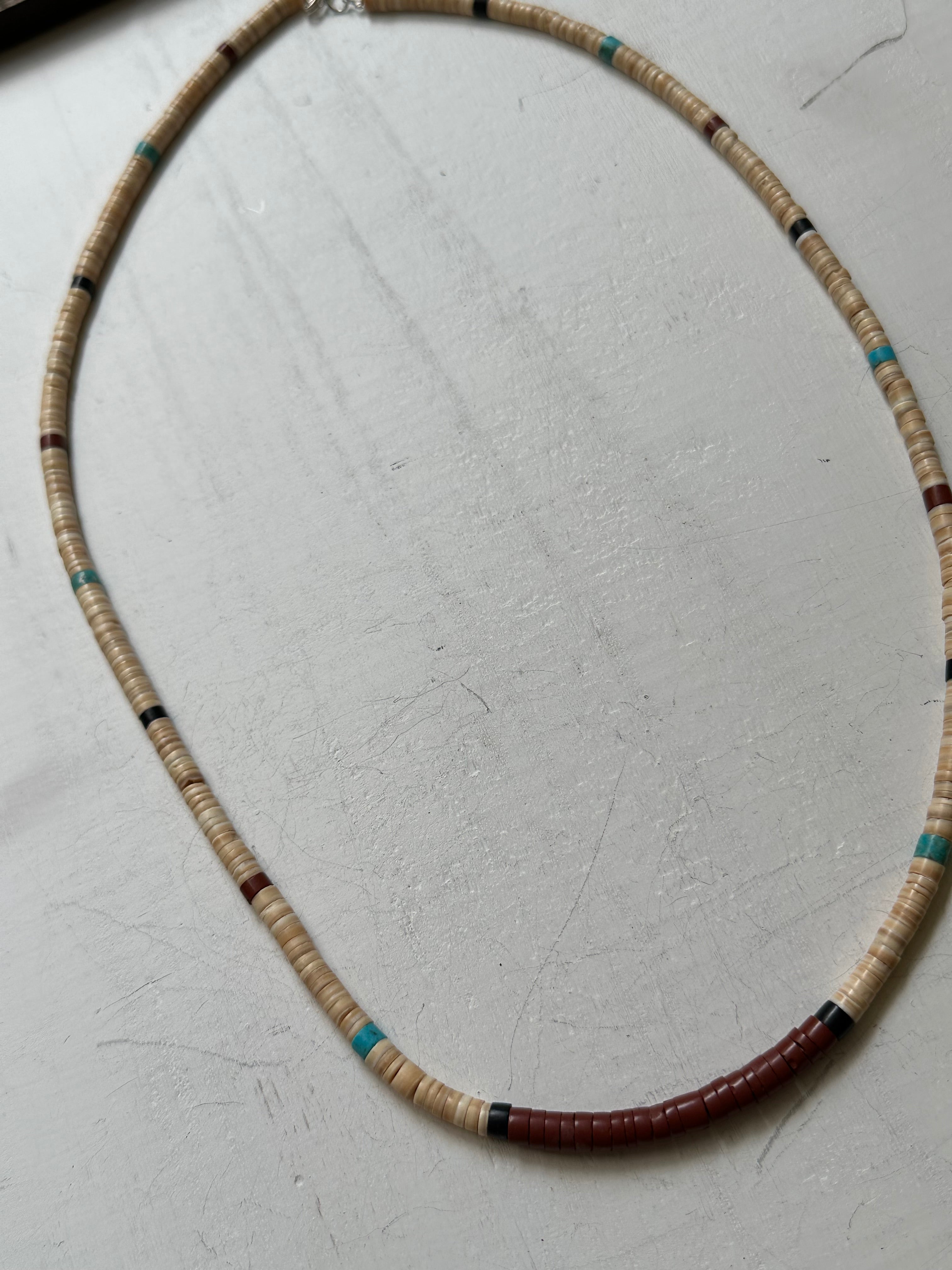 Hopi Strung Multi Stone & Sterling Silver Necklace