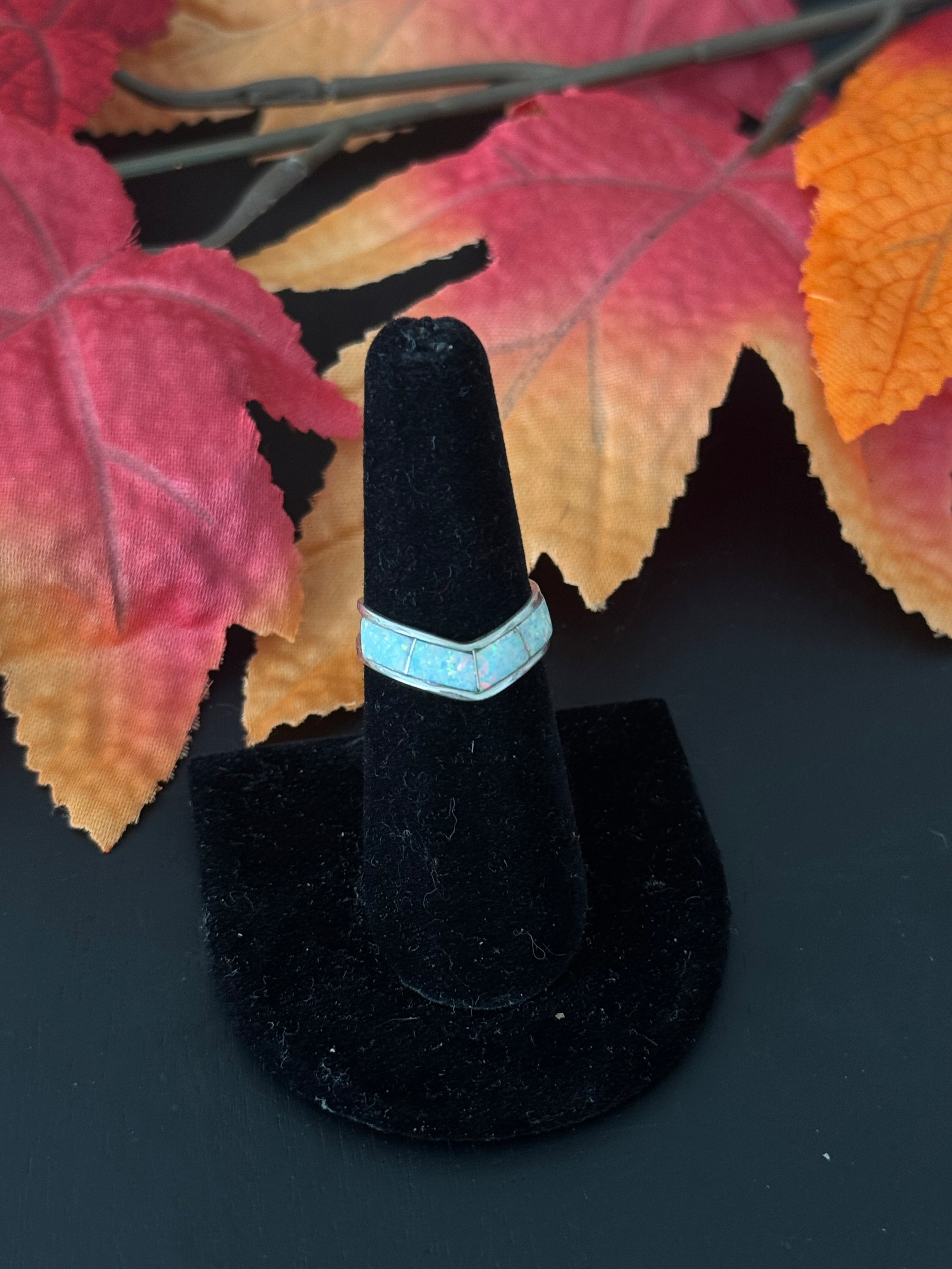 Navajo Made Opal (Man-Made) & Sterling Silver Ring