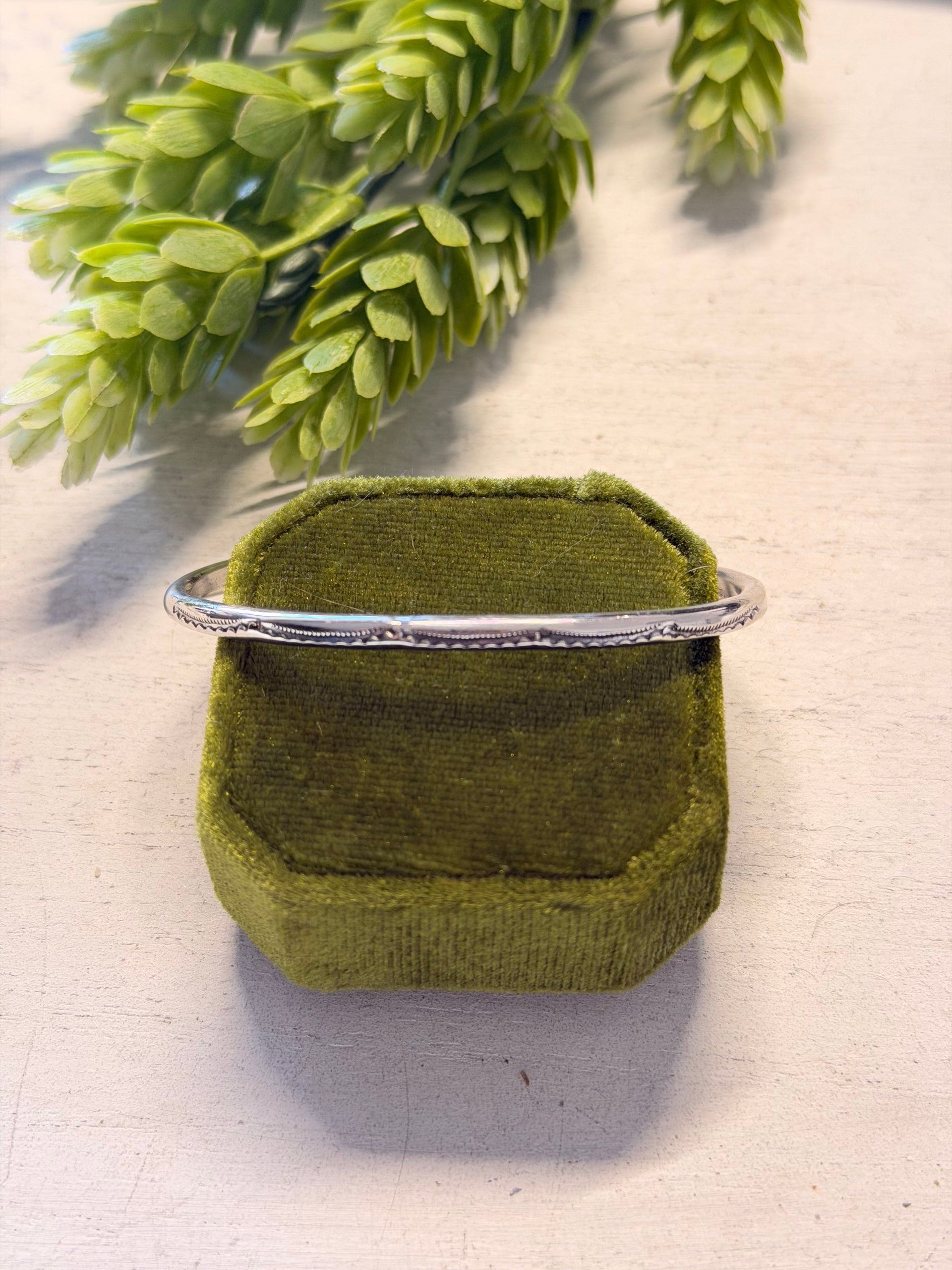 Navajo Made Sterling Silver Stamped Cuff Bracelet