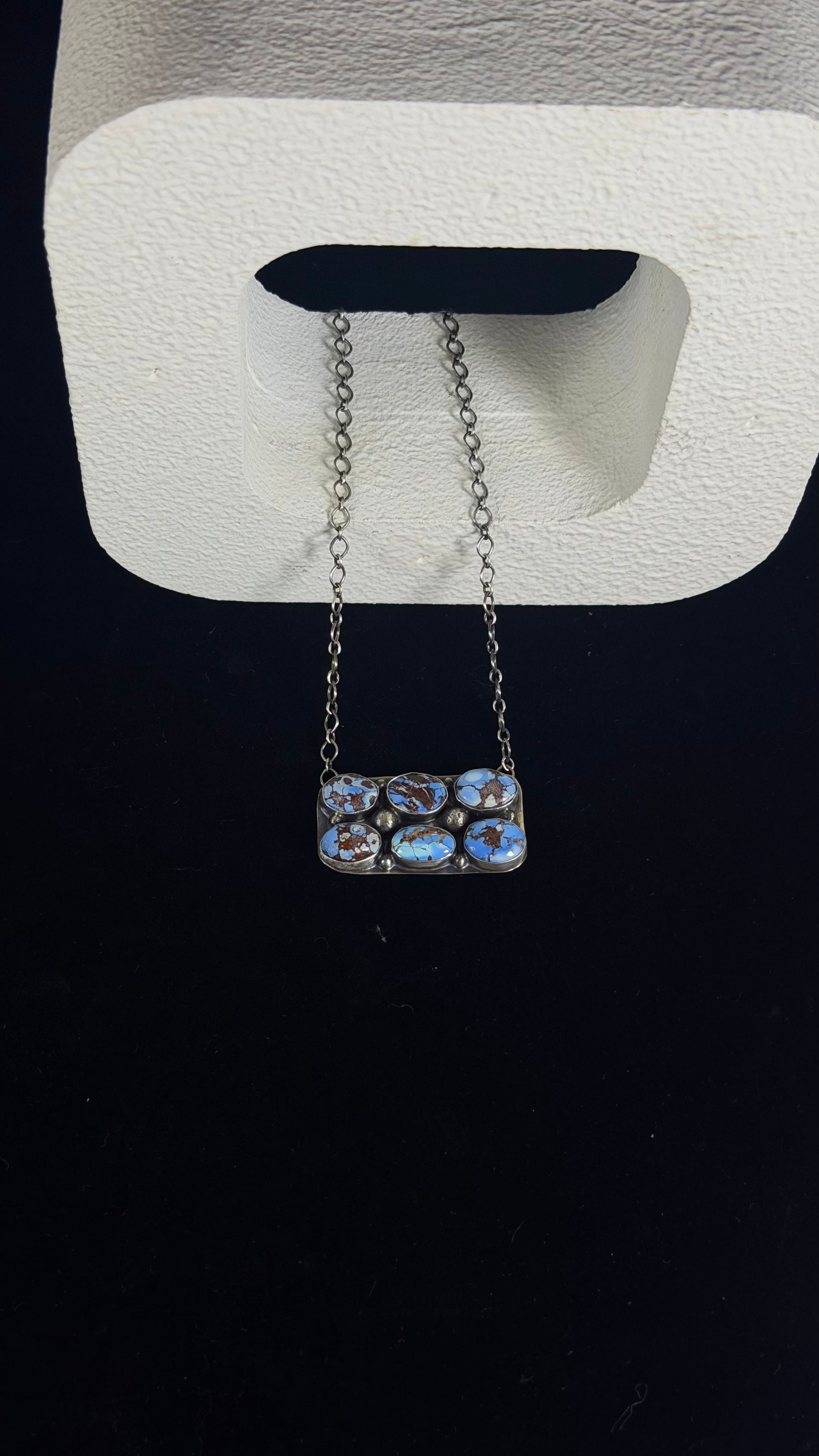 Julia Tso Golden Hills Turquoise & Sterling Silver Bar Cluster Necklace