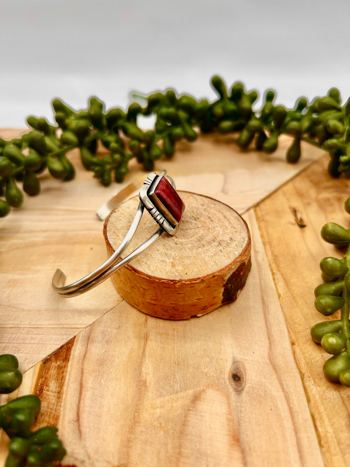 Dave Skeets Spiny Oyster & Sterling Silver Cuff Bracelet