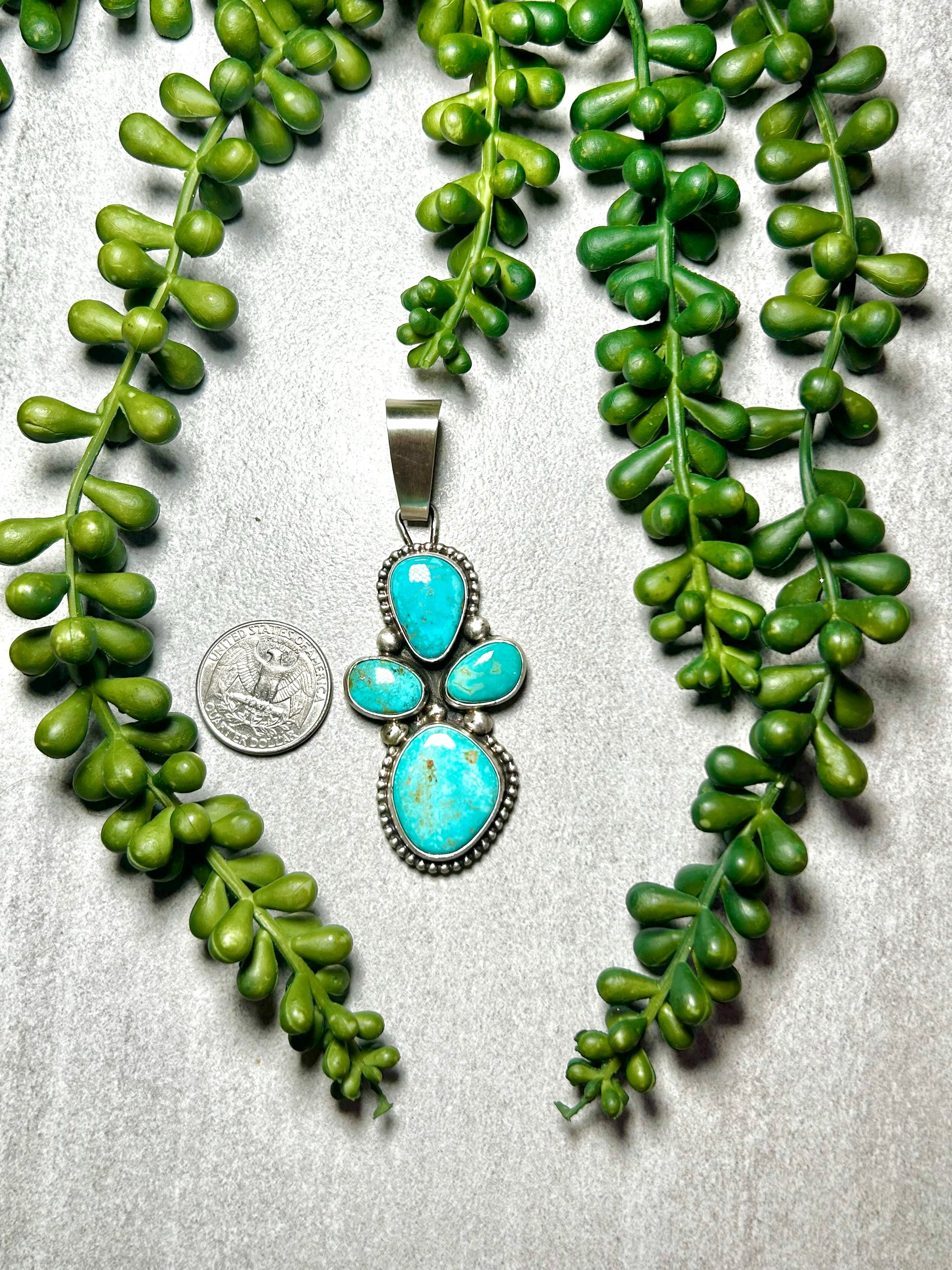 Sheila Becenti Kingman Turquoise & Sterling Silver Pendant