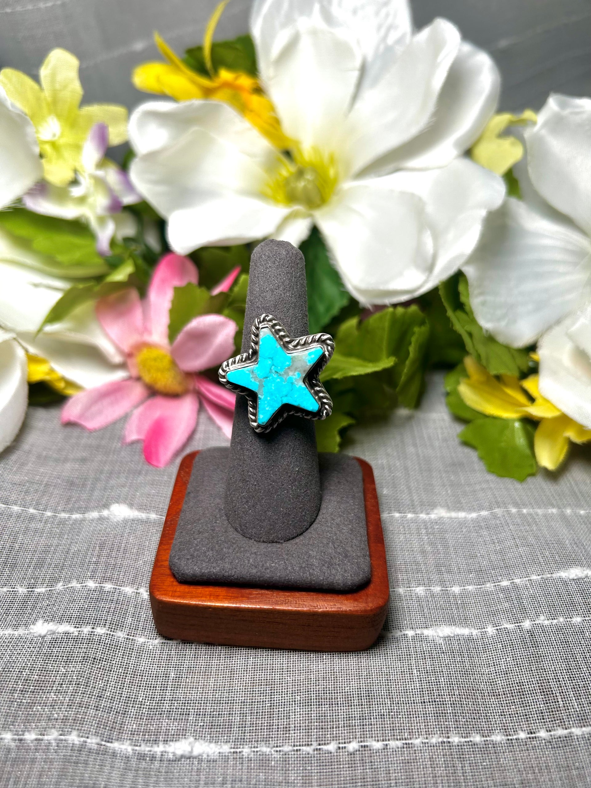 Larson Chee Kingman Turquoise & Sterling Silver Adjustable Ring