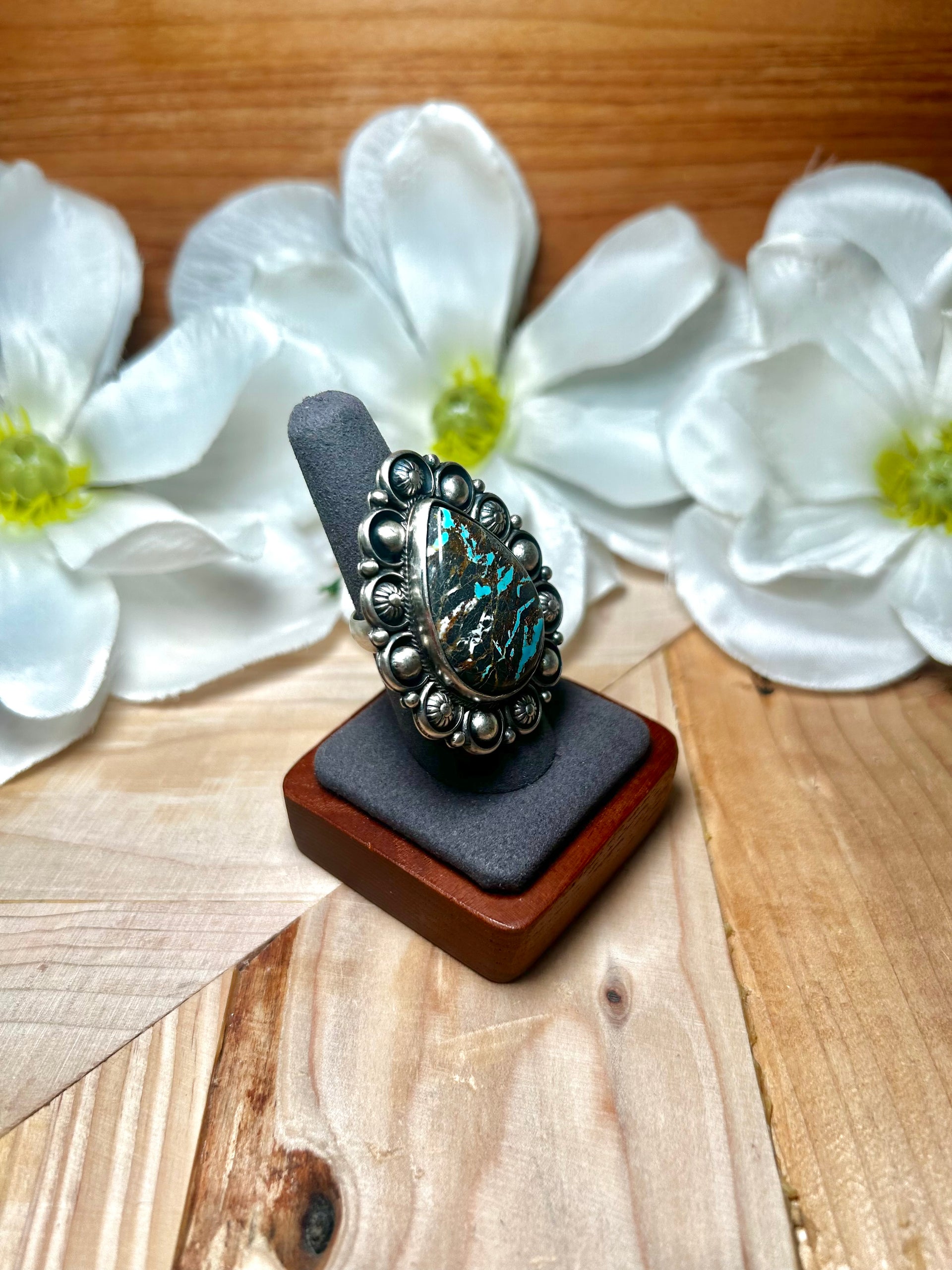 Jackson Hoskie Carico Lake Turquoise & Sterling Silver Ring Size 7.75