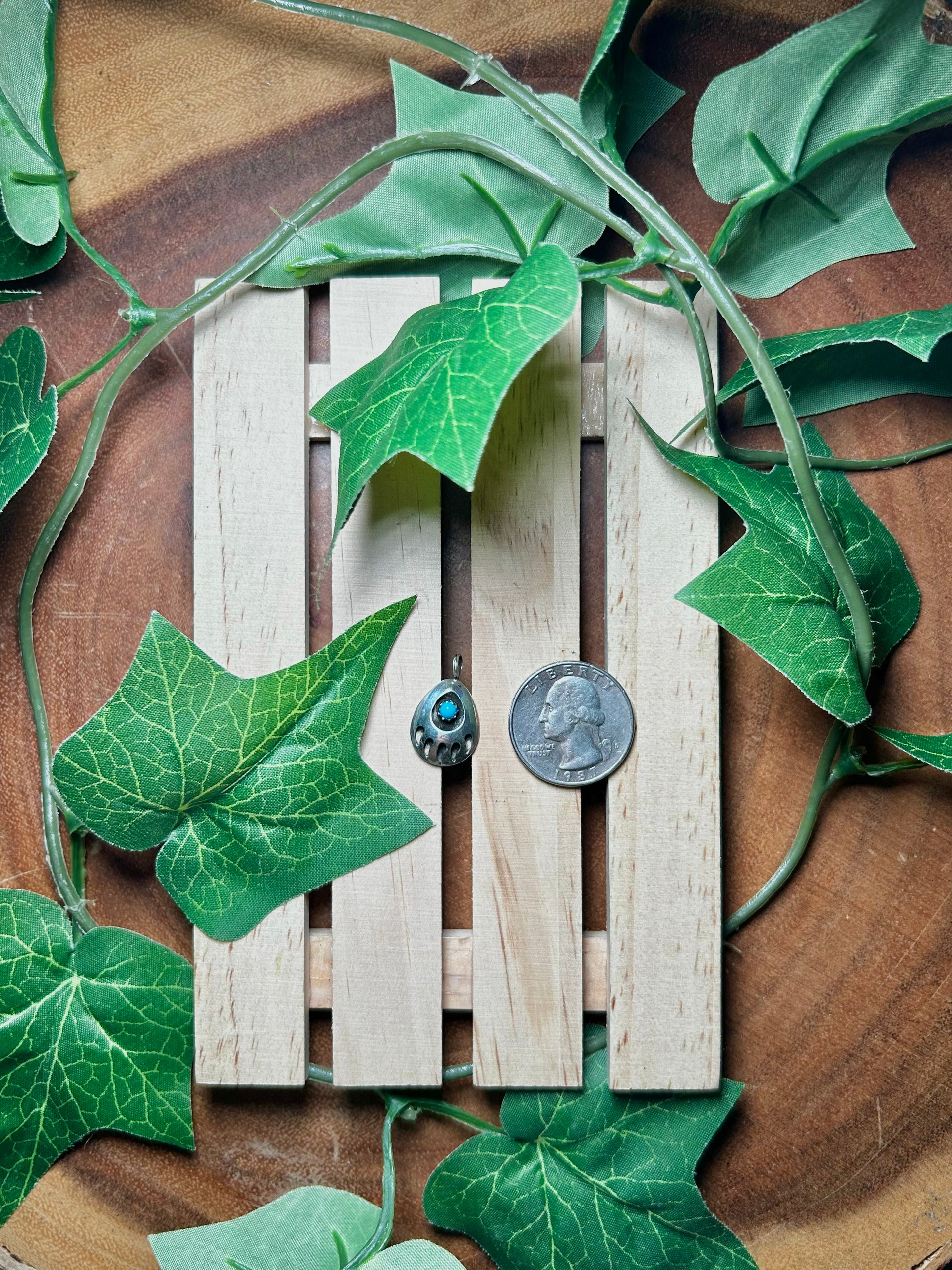 Navajo Made Kingman Turquoise & Sterling Silver Pendant