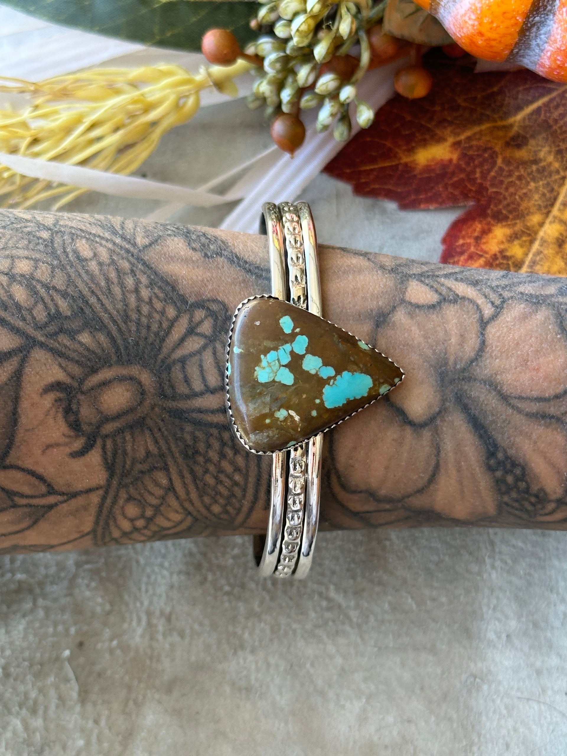 Southwest Made #8 Turquoise & Sterling Silver Cuff Bracelet