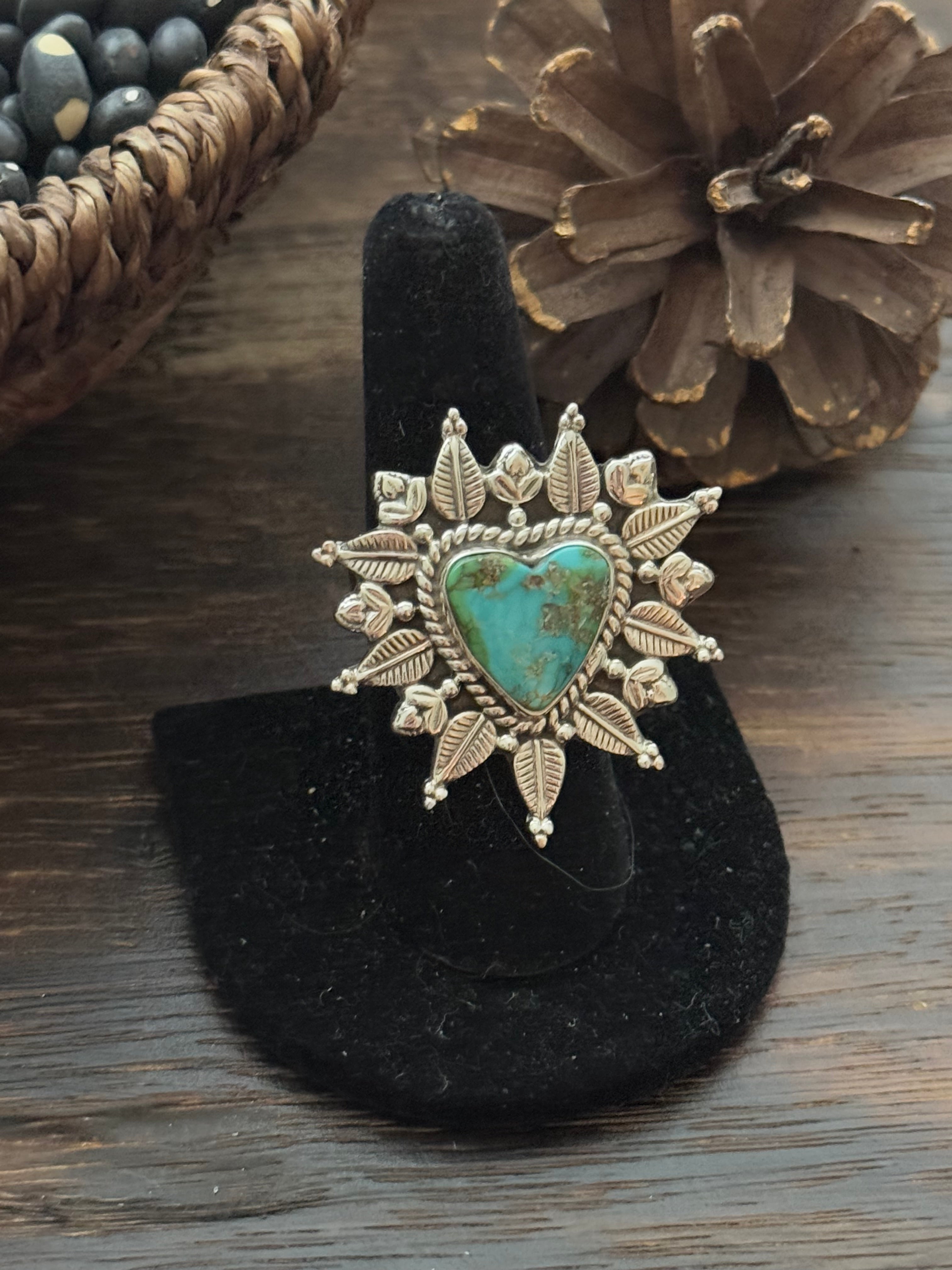 Southwest Handmade Sonoran Mountain Turquoise & Sterling Silver Adjustable Ring