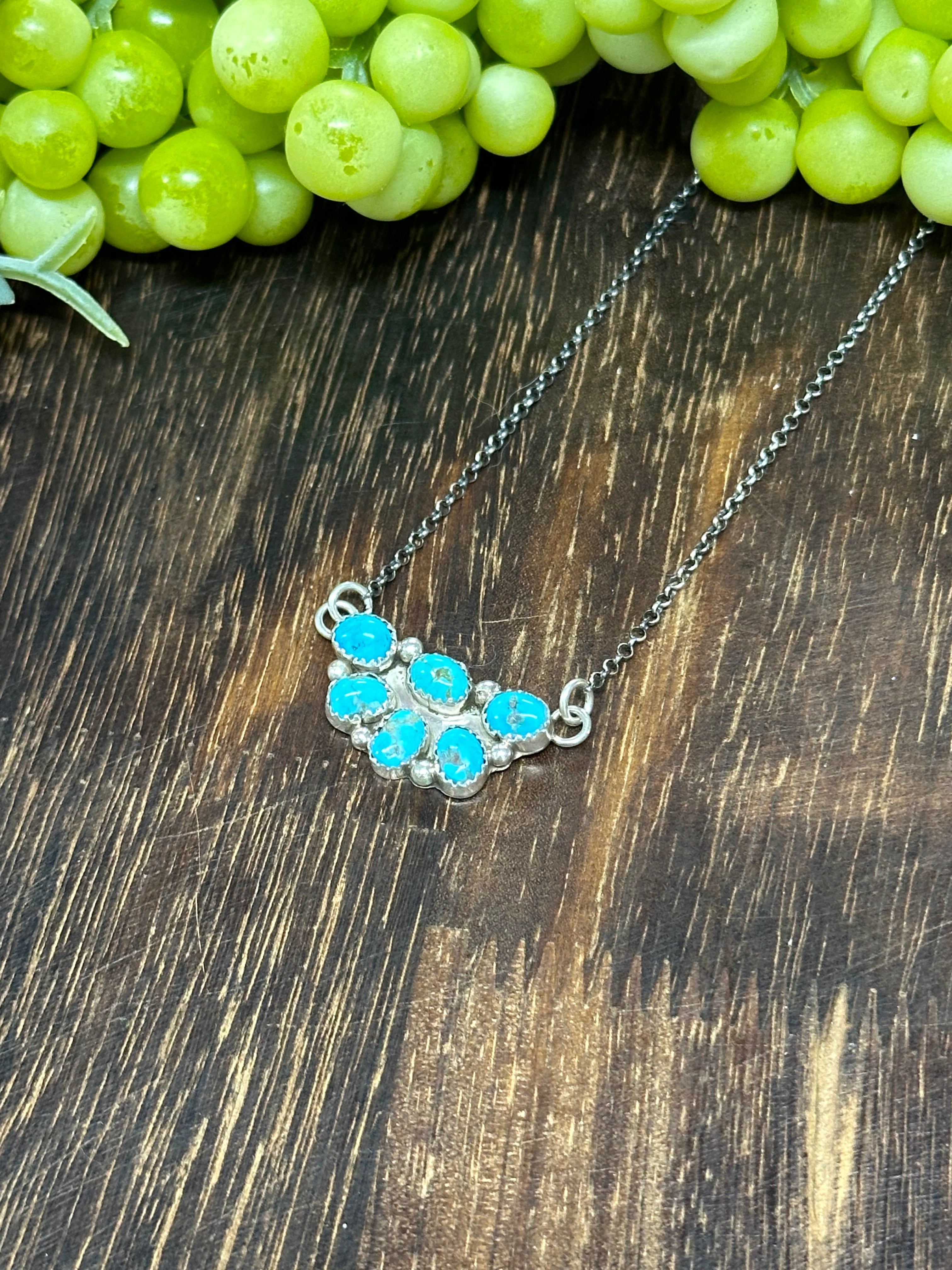 Maxine Ramirez Kingman Turquoise & Sterling Silver Cluster Necklace