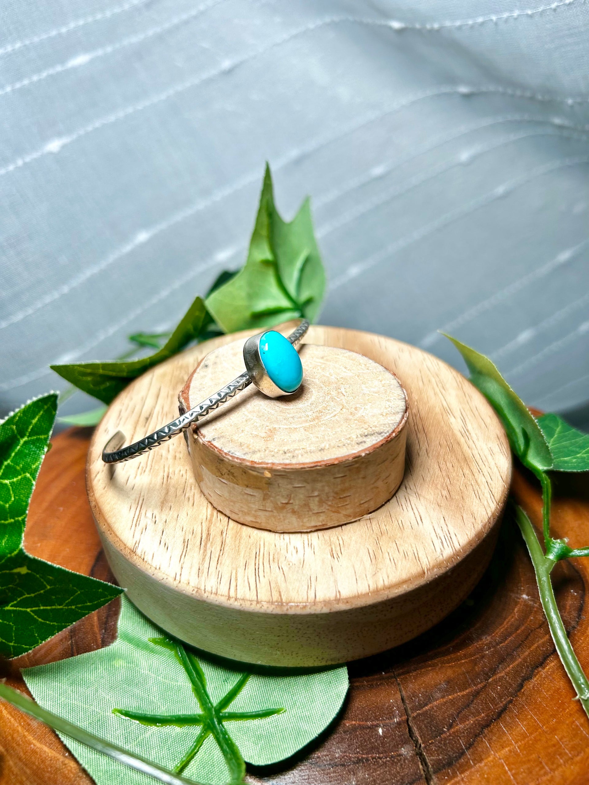 Navajo Made Kingman Turquoise & Sterling Silver Cuff Bracelet