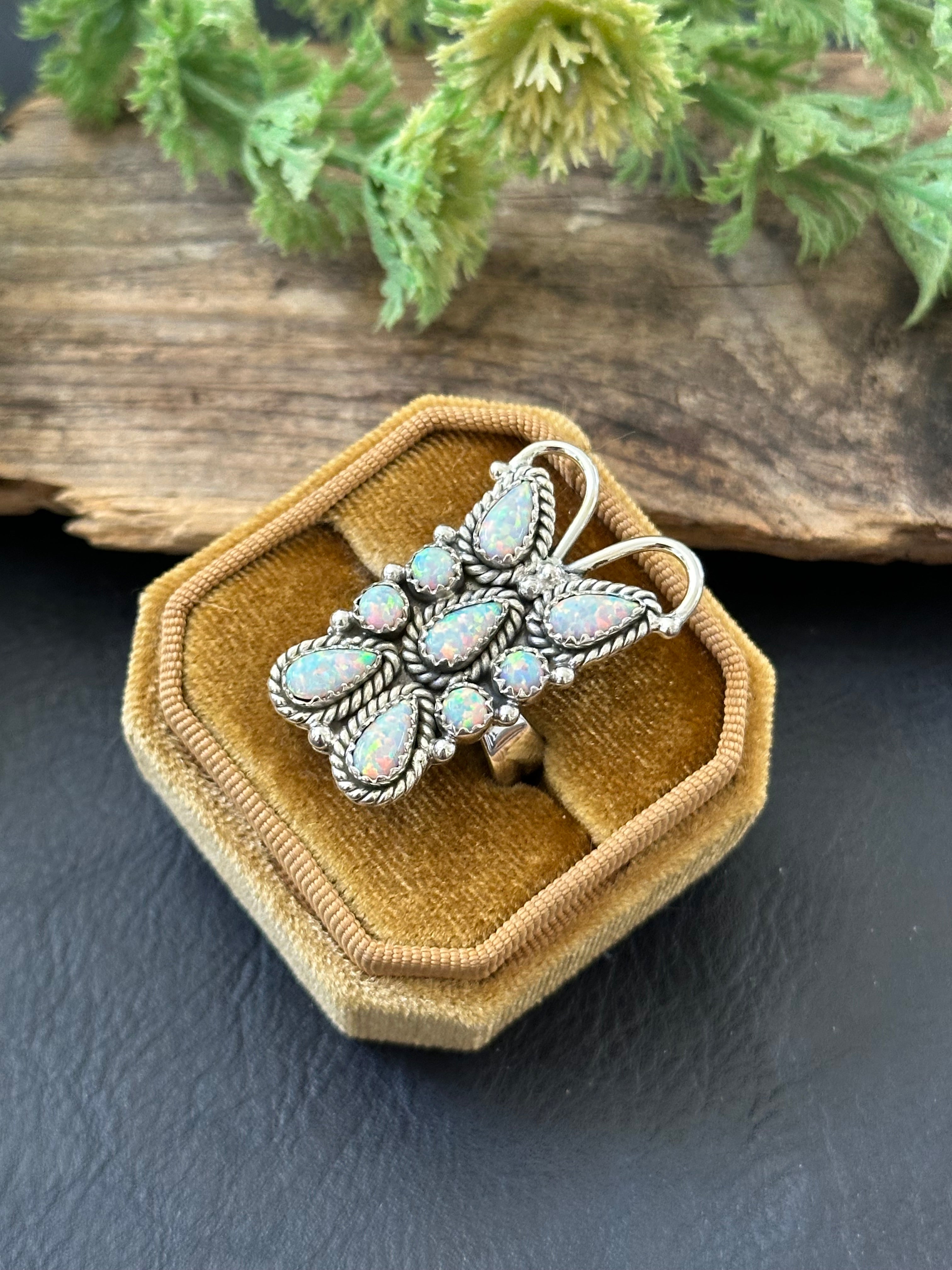 TTD “K’aalógii” Opal & Sterling Silver Adjustable Cluster Ring