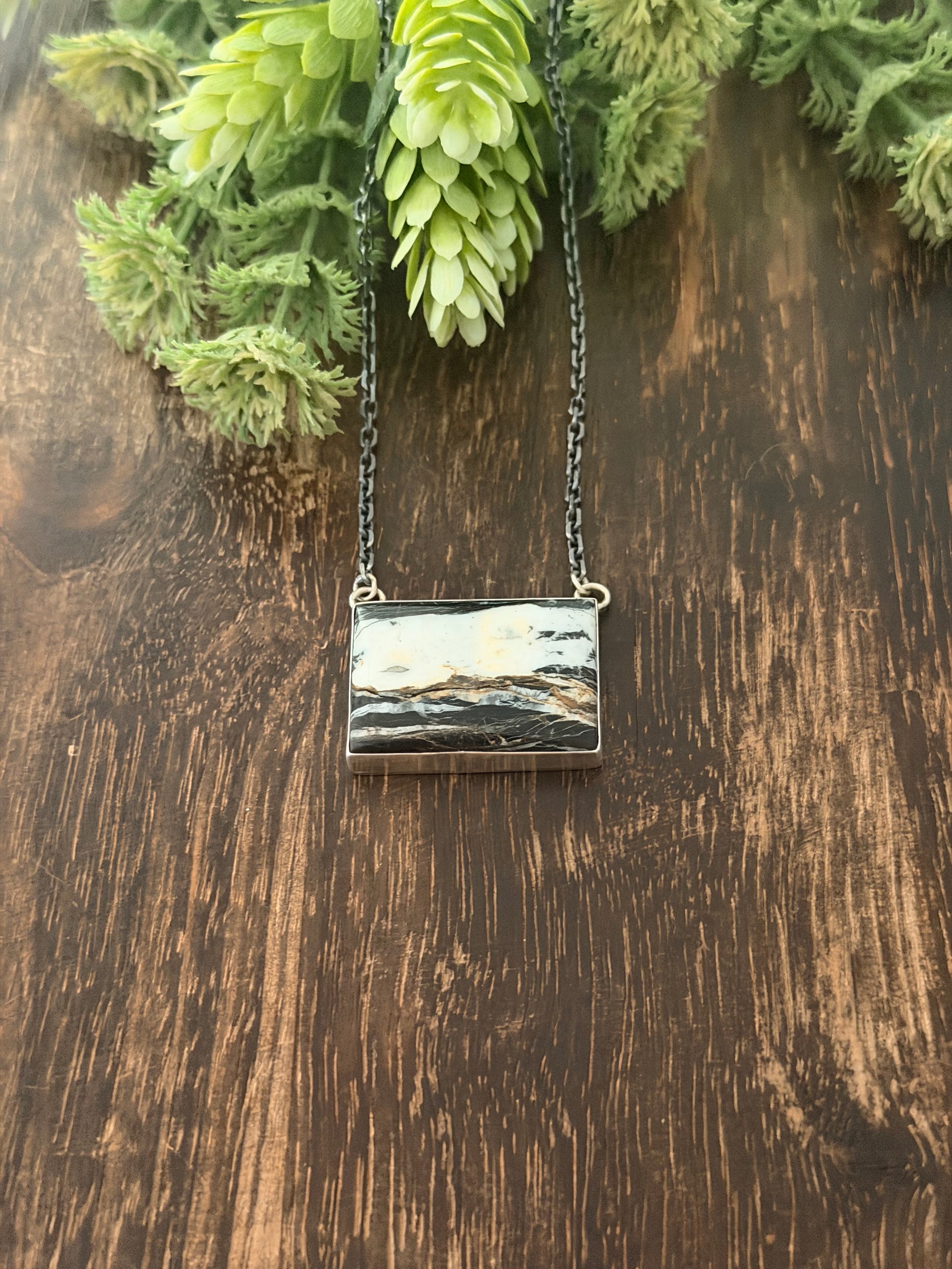 Navajo Made White Buffalo & Sterling Silver Necklace