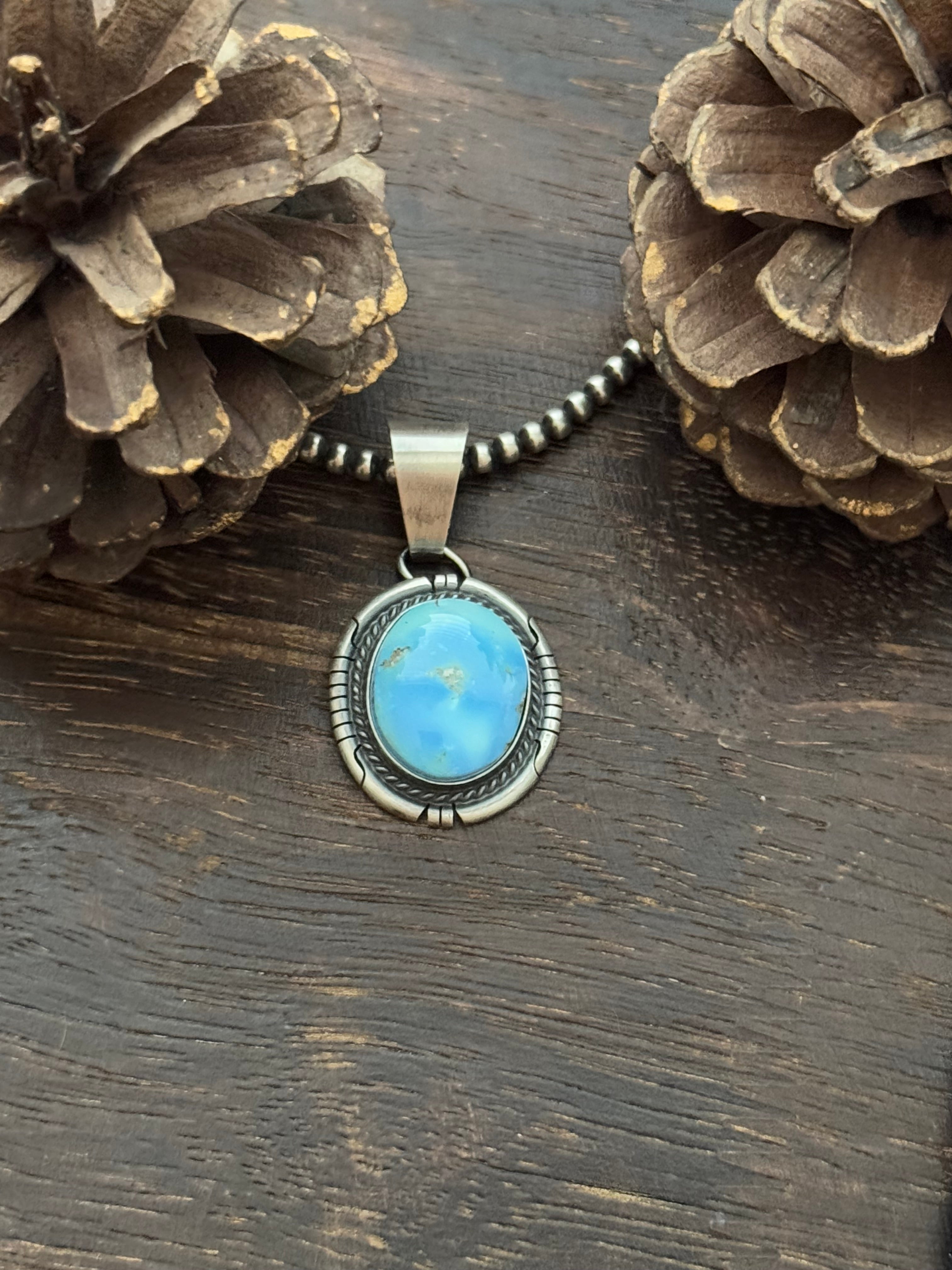 Dave Skeets Golden Hills Turquoise & Sterling Silver Pendant